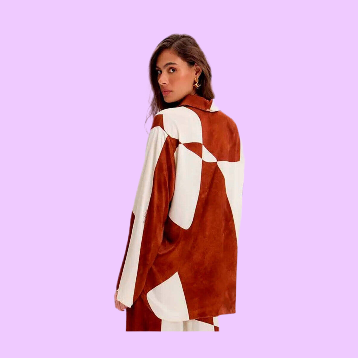 Long sleeve shirt with geometric patterns