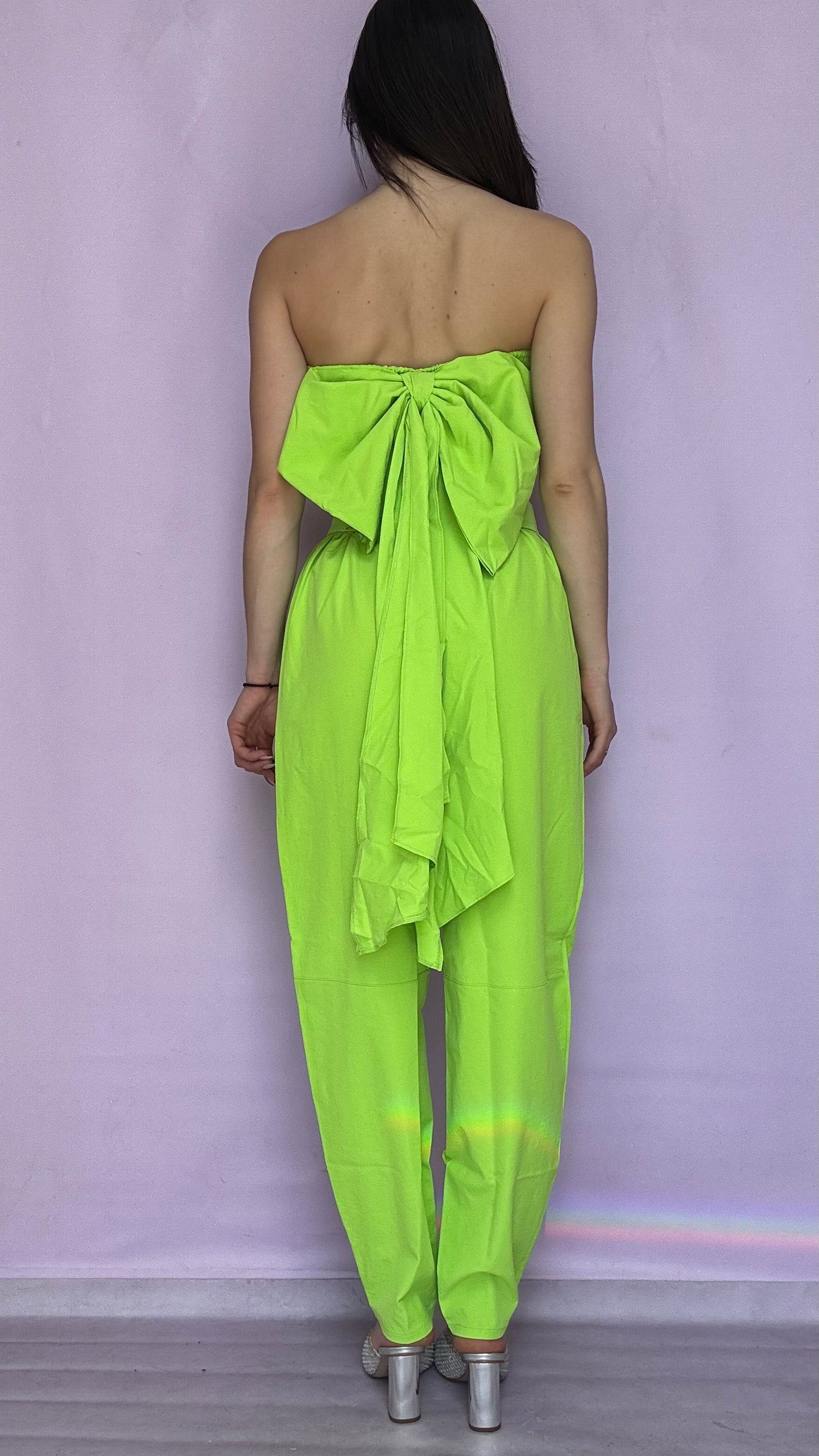 Lime strapless top