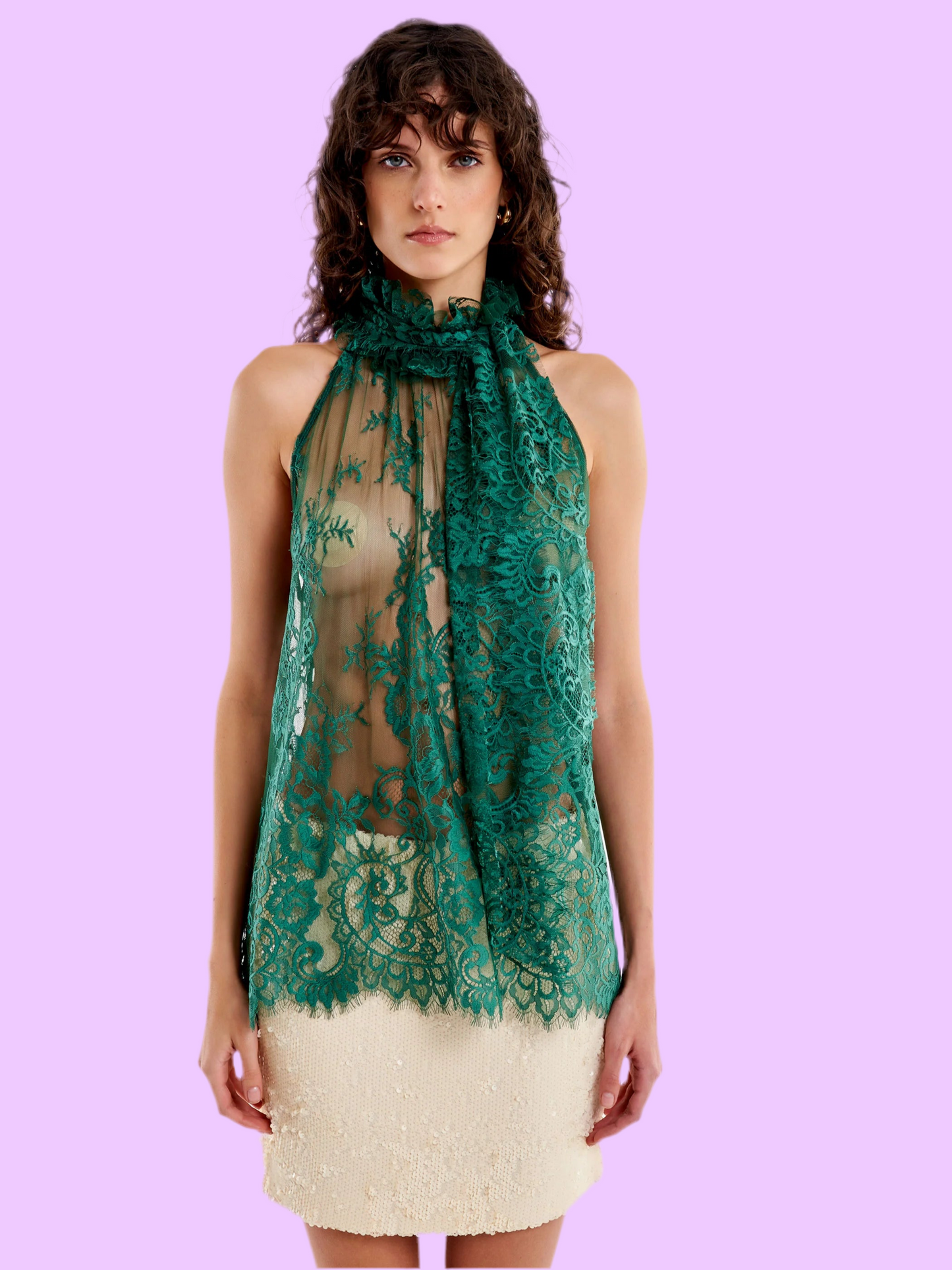 Green lace blouse
