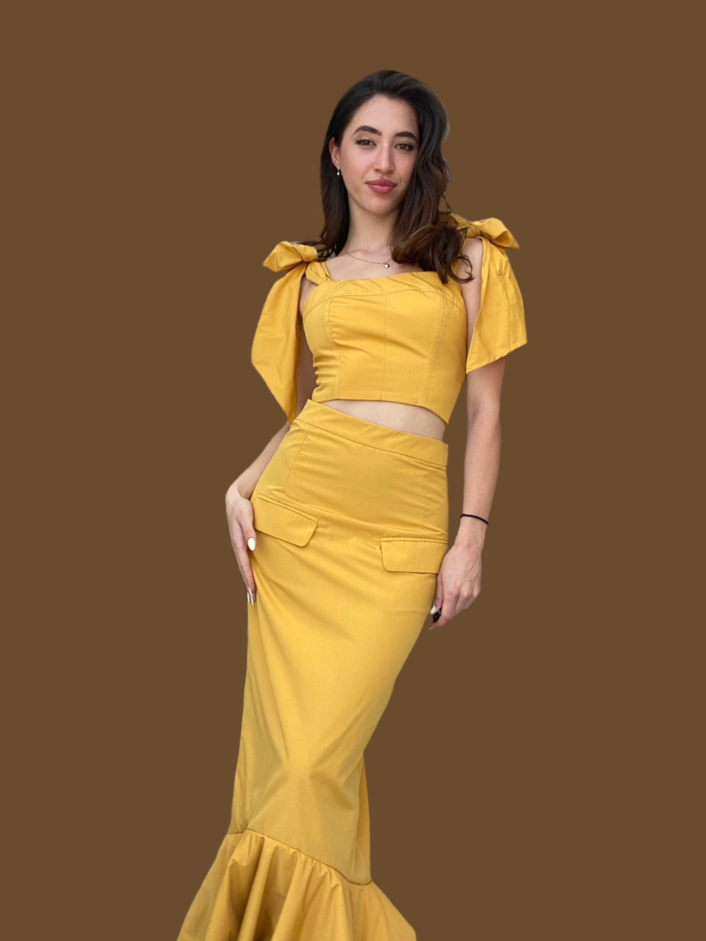 Mustard long skirt