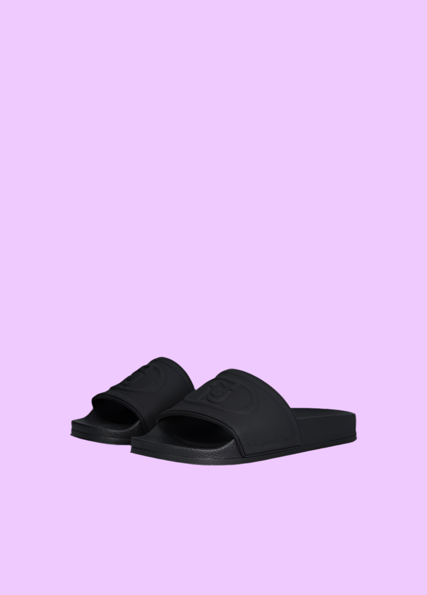 Black sandals with maxi logo