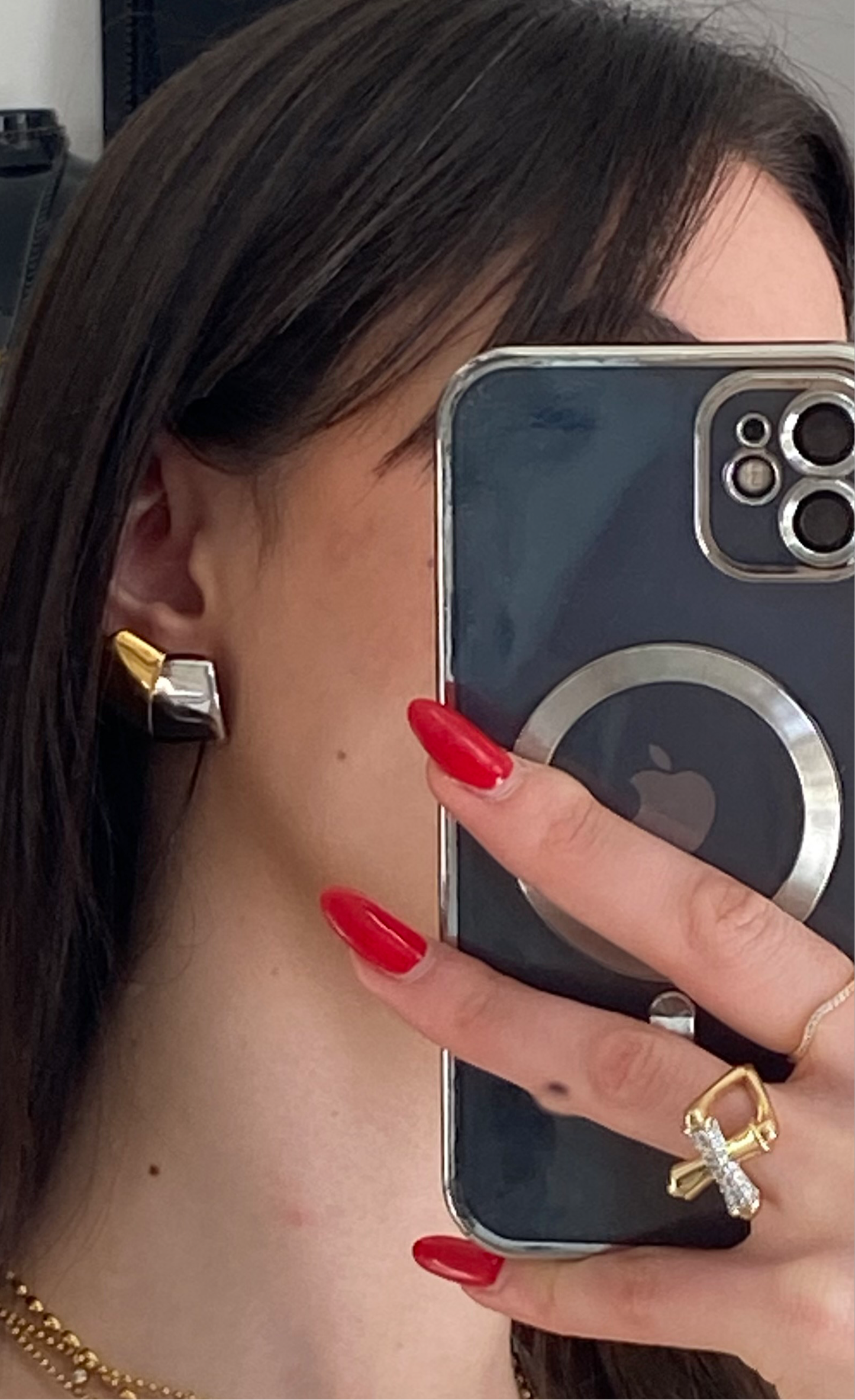 Small gold and silver pladed earrings