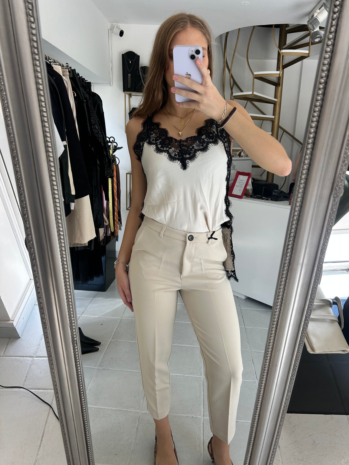Cream satin top