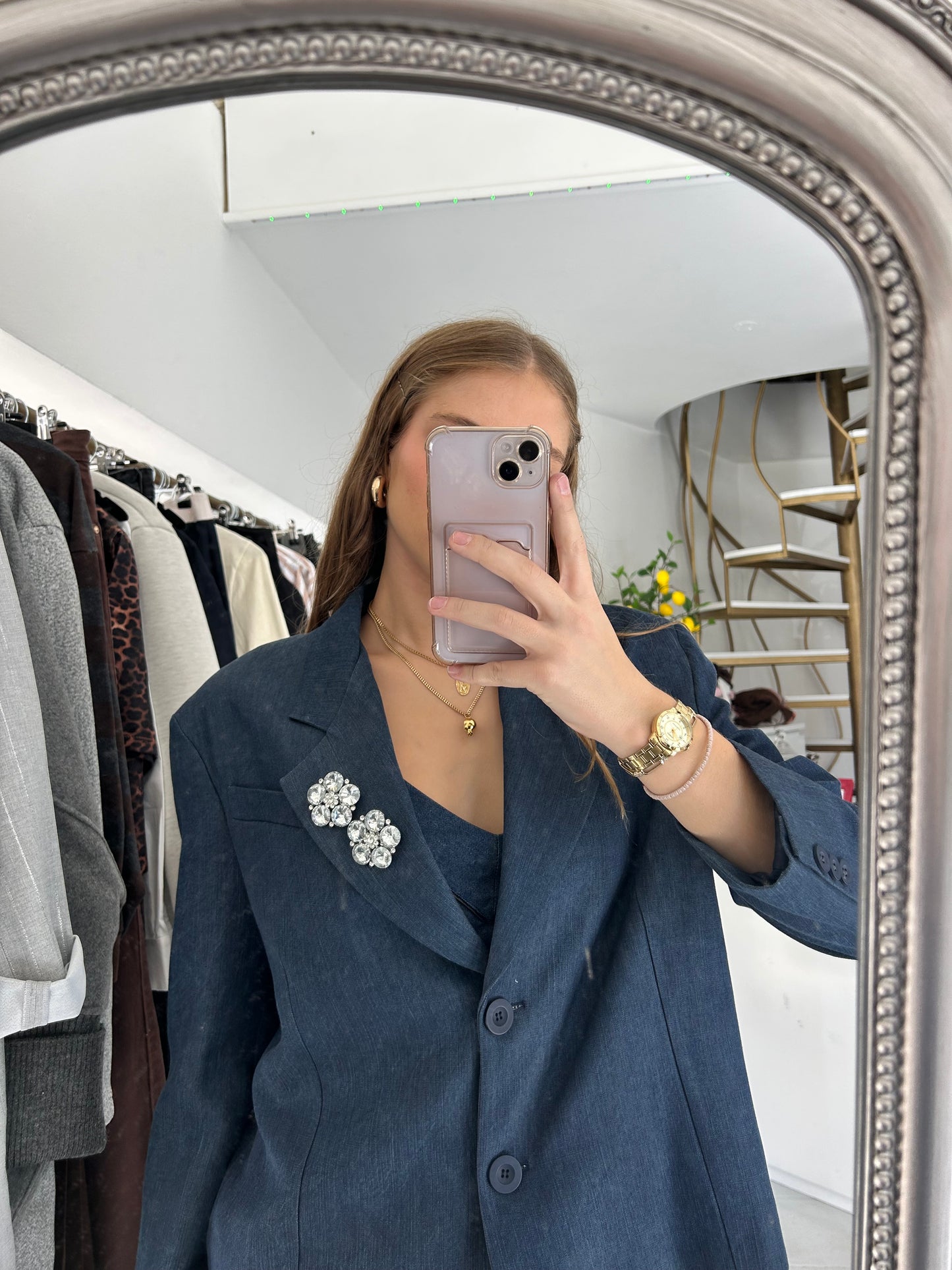 Dark blue wide leg pants