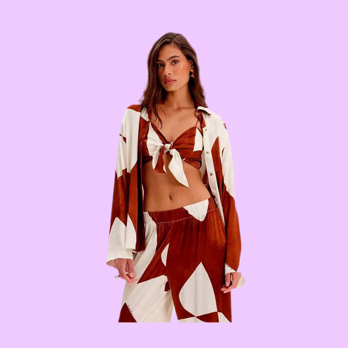 Long sleeve shirt with geometric patterns