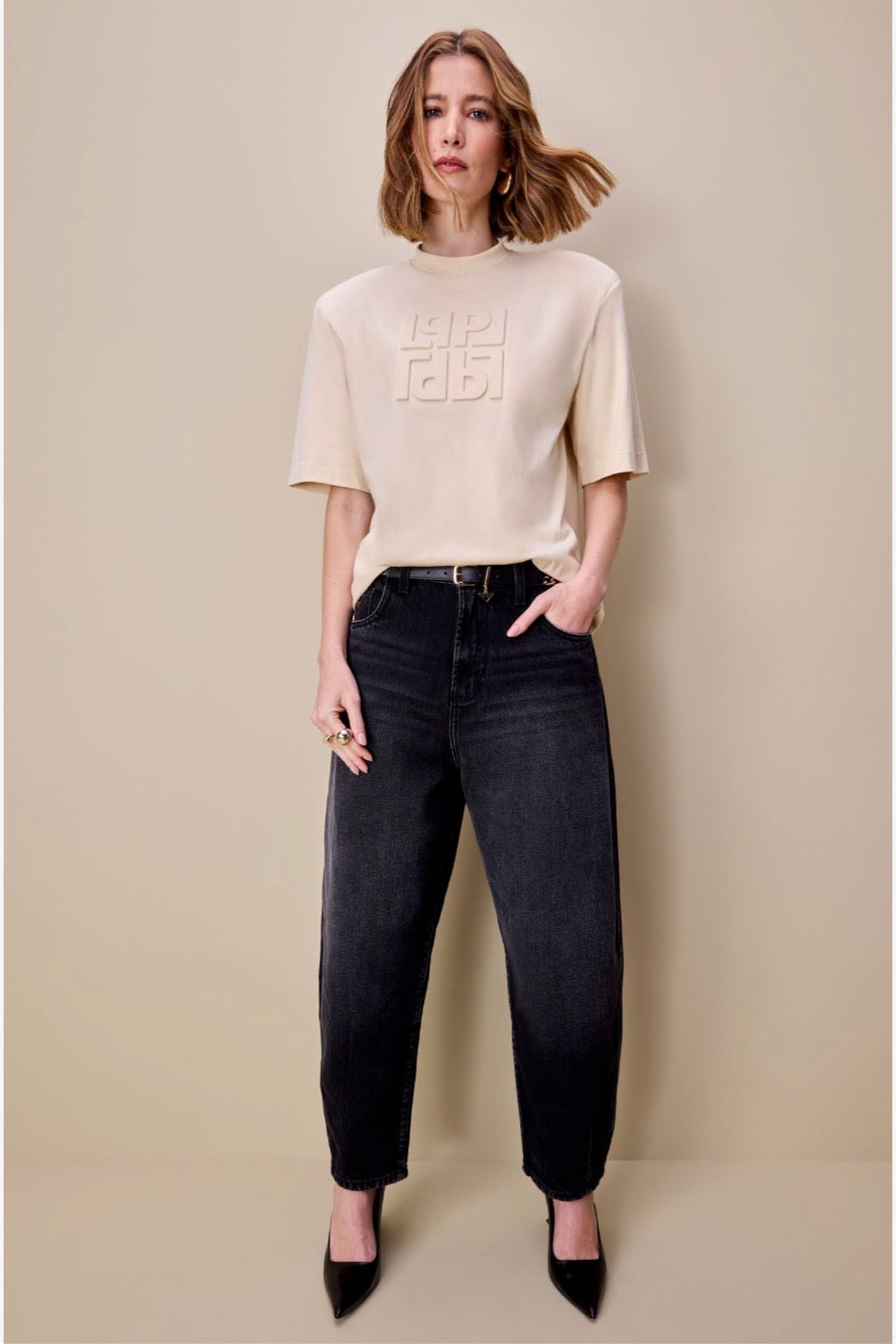 Black denim baggy pants