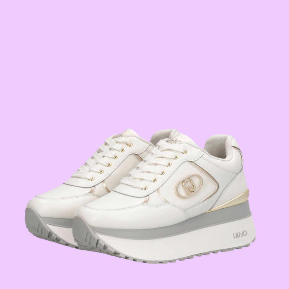 White faux leather with double sole