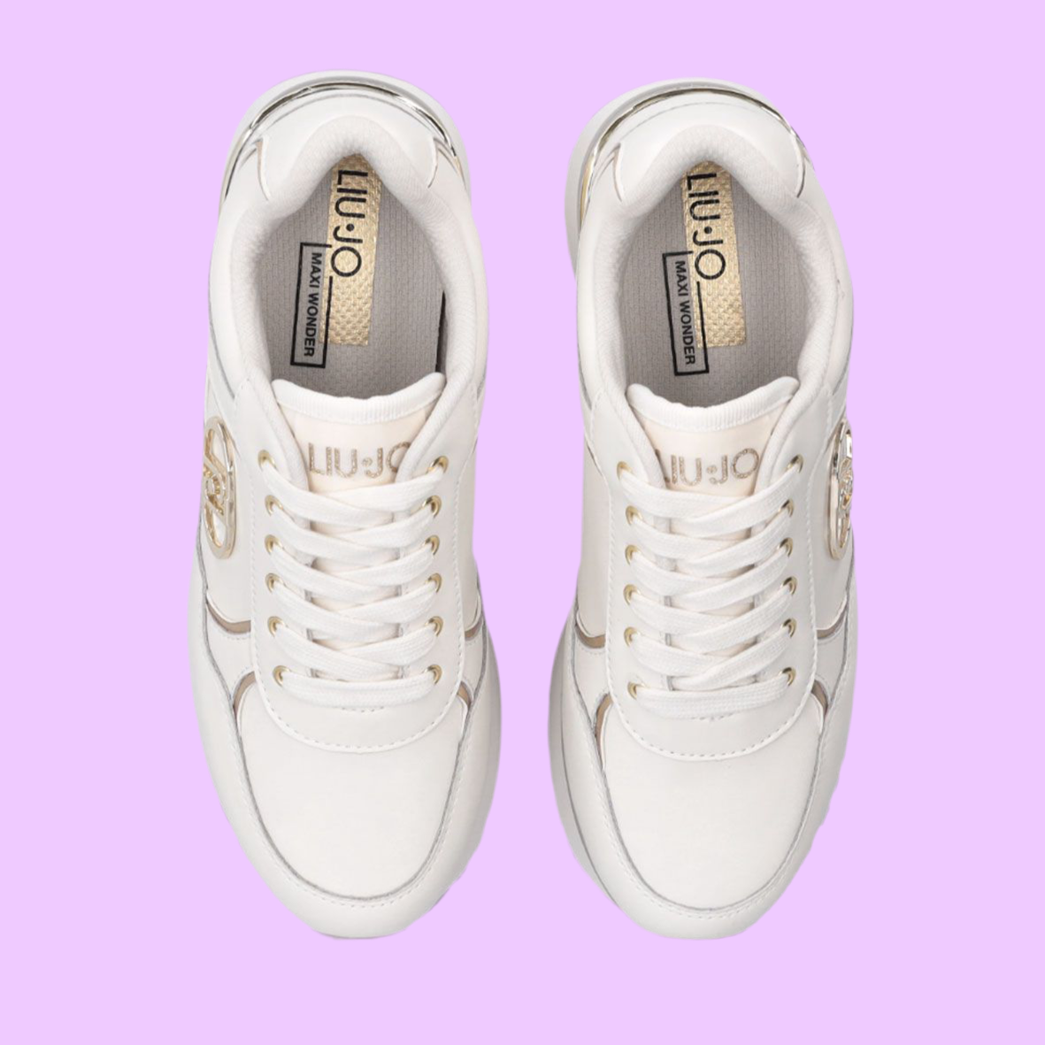 White faux leather with double sole