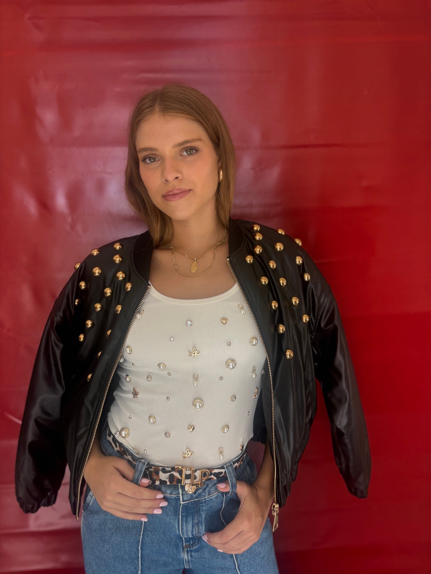 Ribbed tank top with pendants