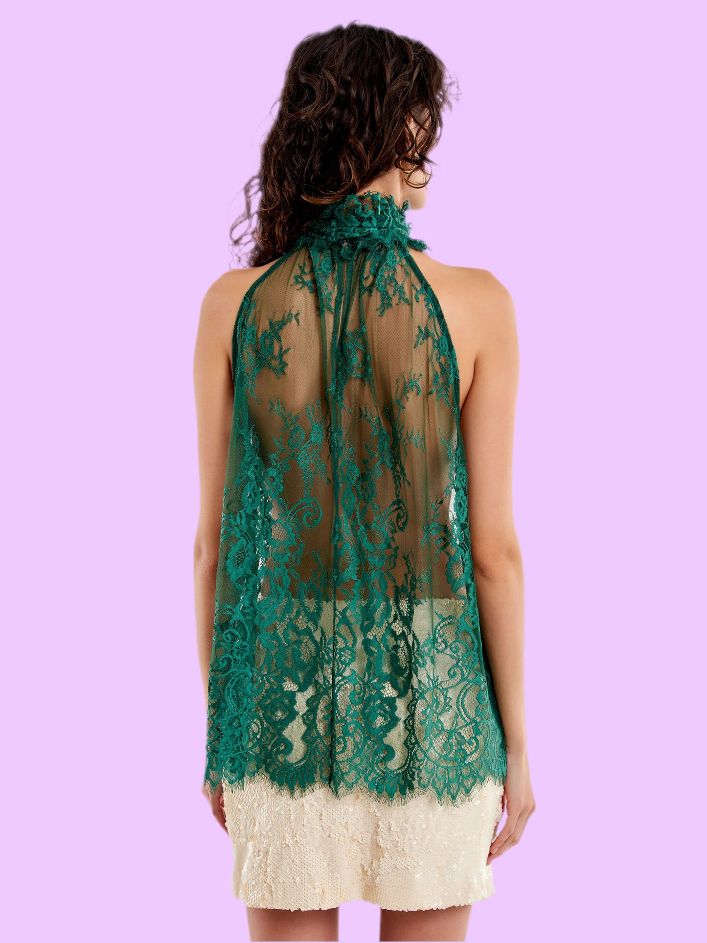 Green lace blouse