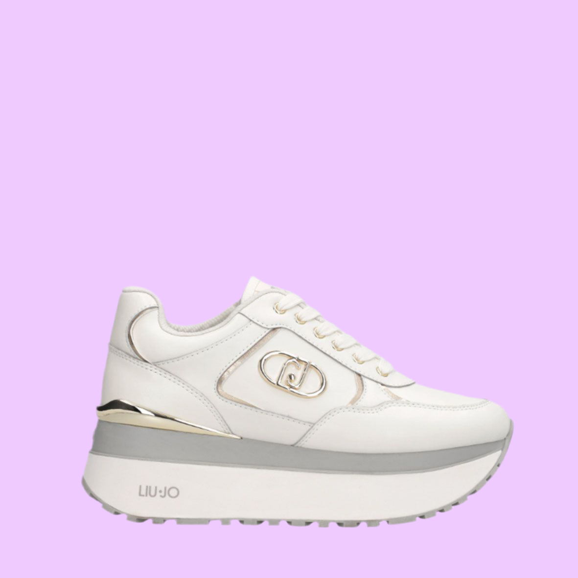 White faux leather with double sole