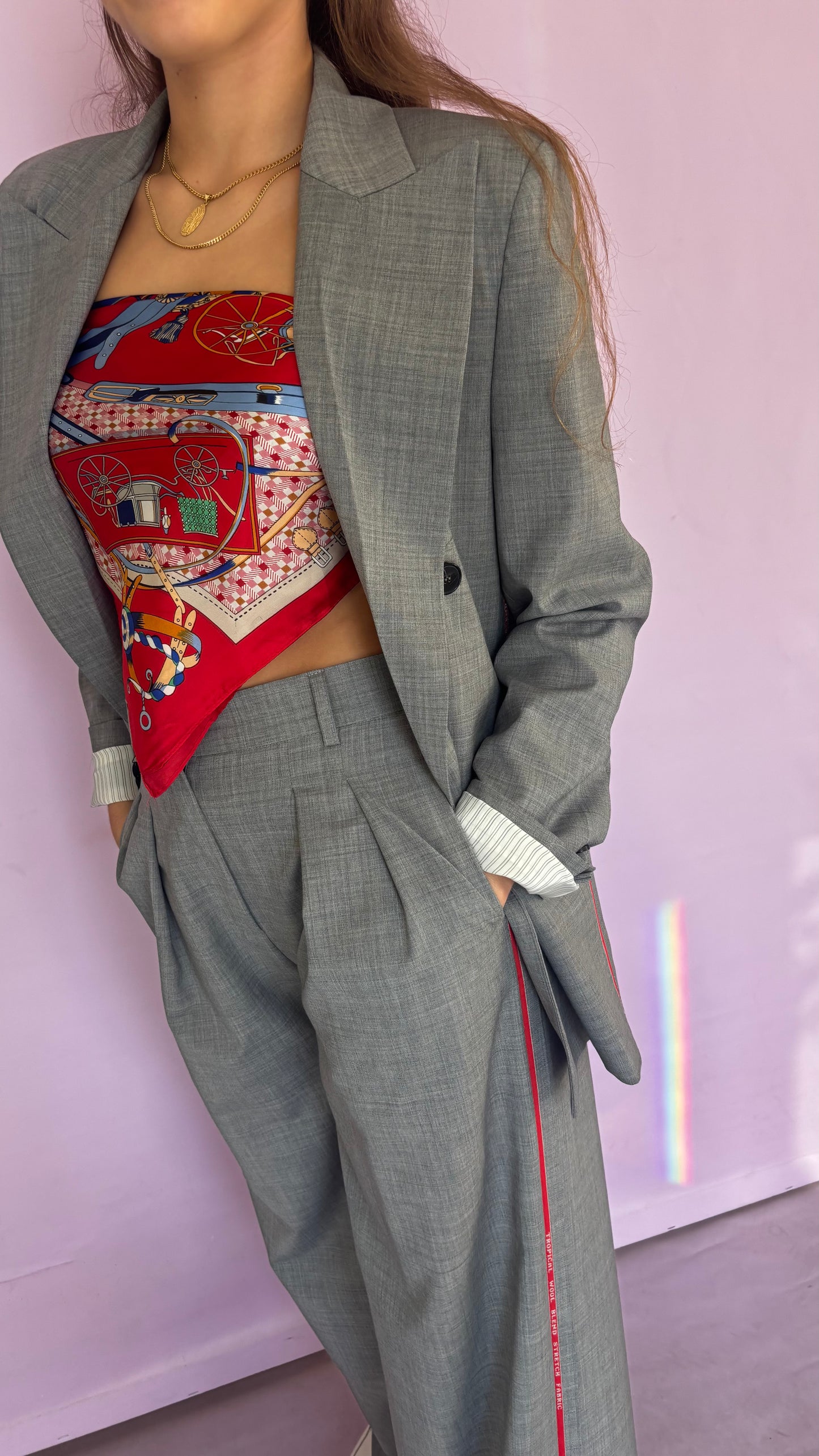 Gray oversize double breasted blazer