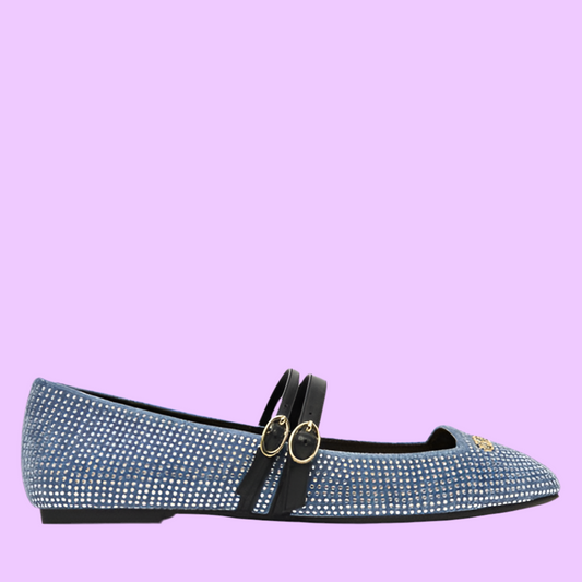 Ballet flats with all-over rhinestones