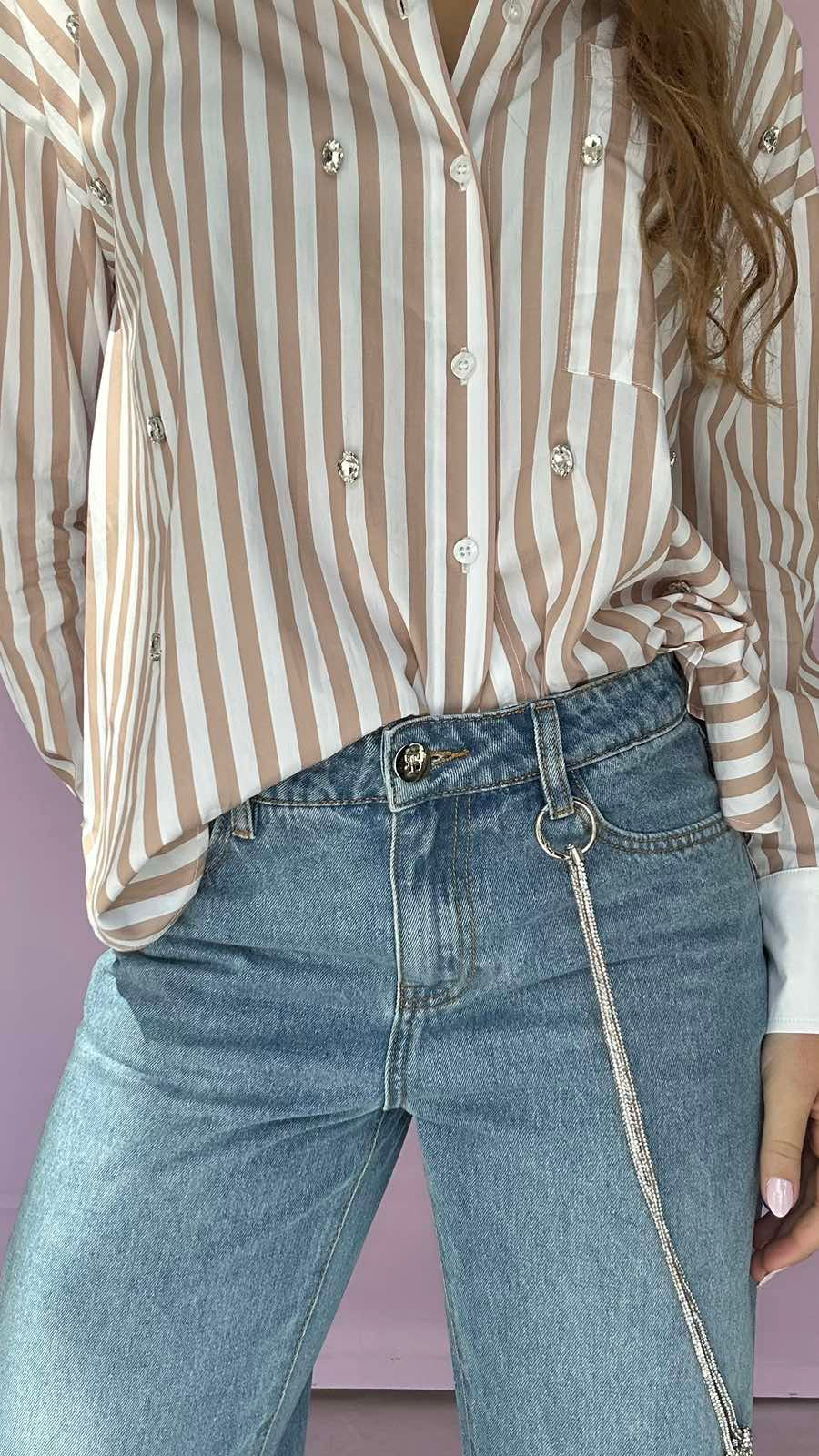 Straight line denim trouser
