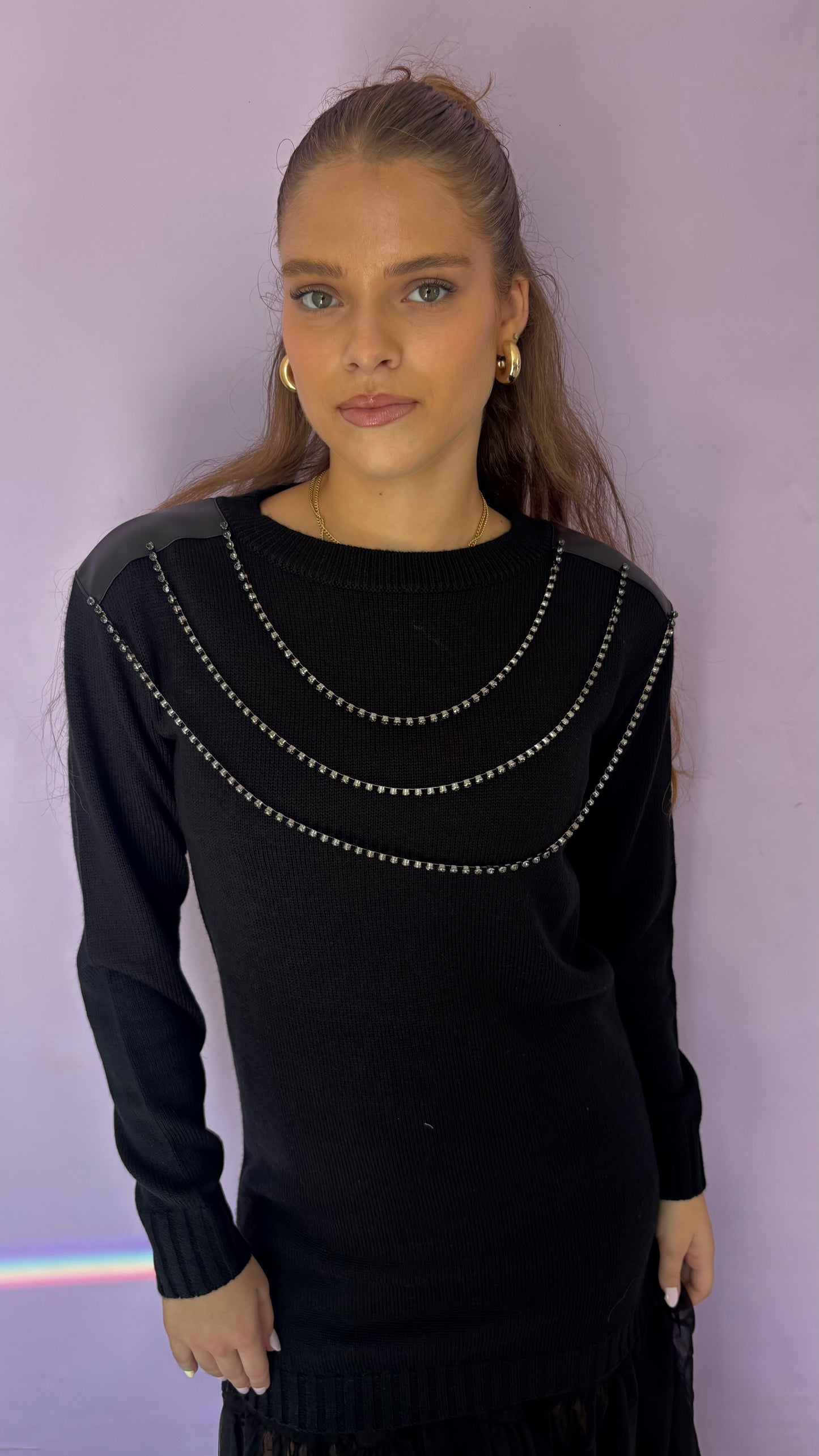 Black long knit sweater with tutu