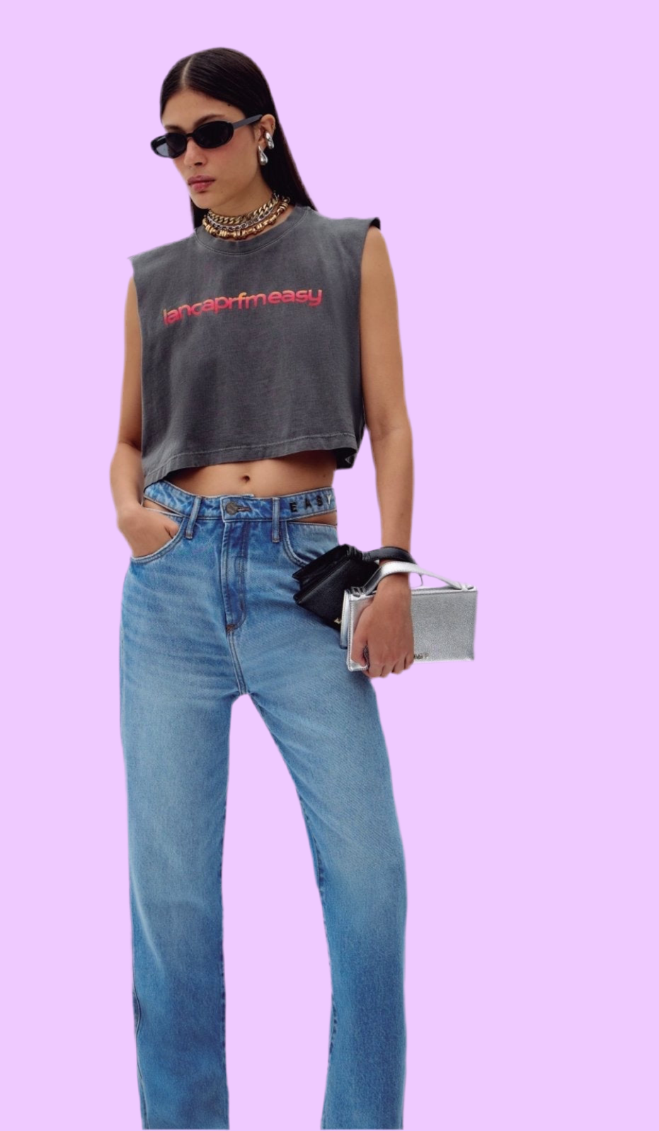 Sleeveless oversize crop t-shirt