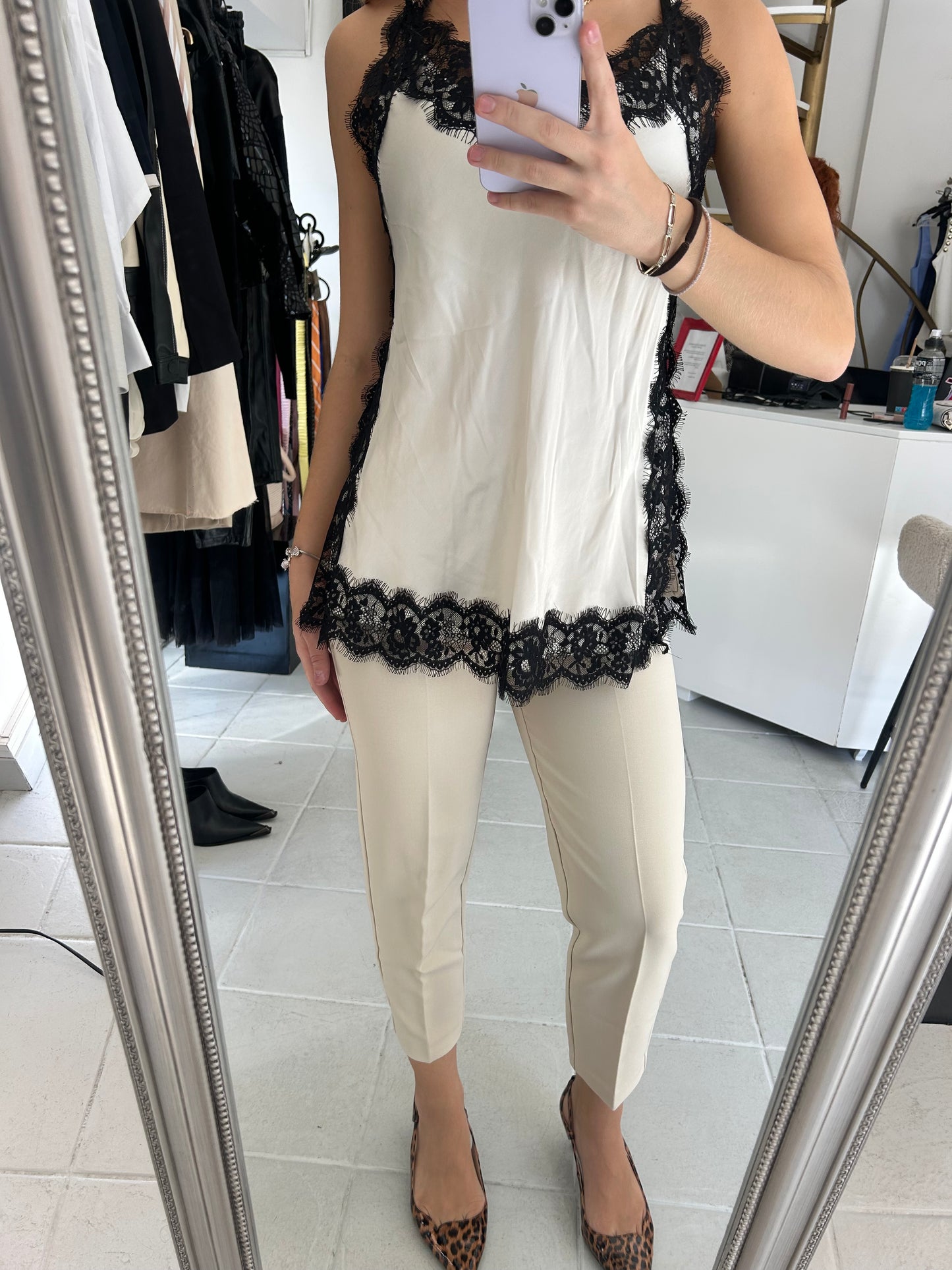 Cream satin top