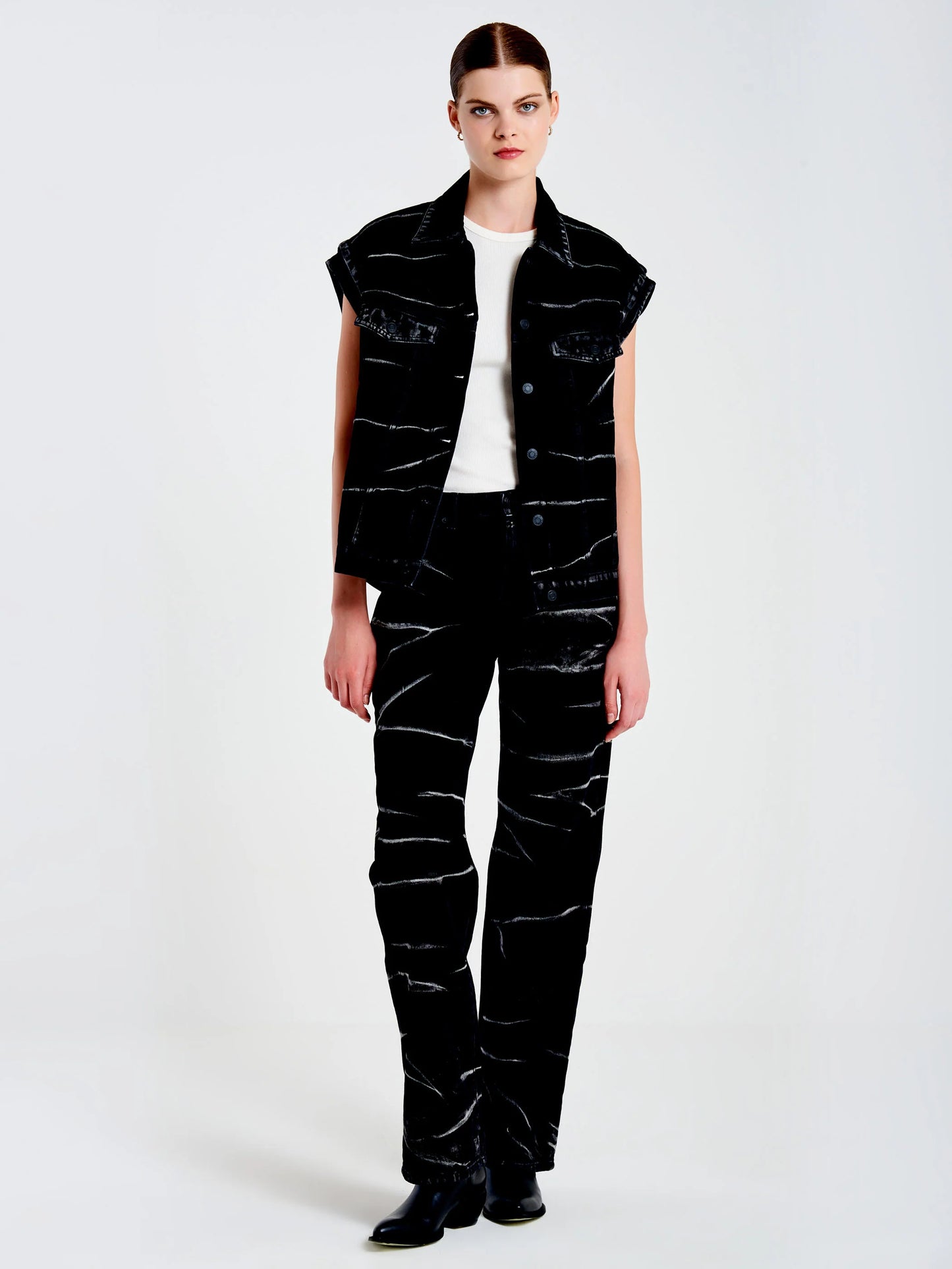 Zebra effect jean vest