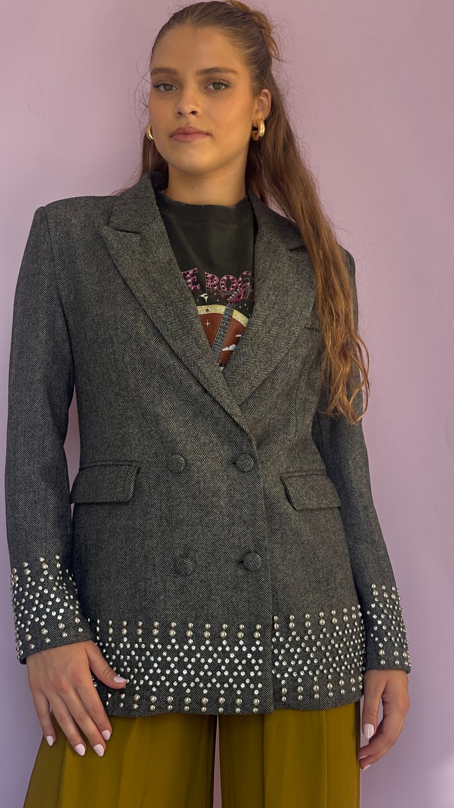 Gray fishbone blazer