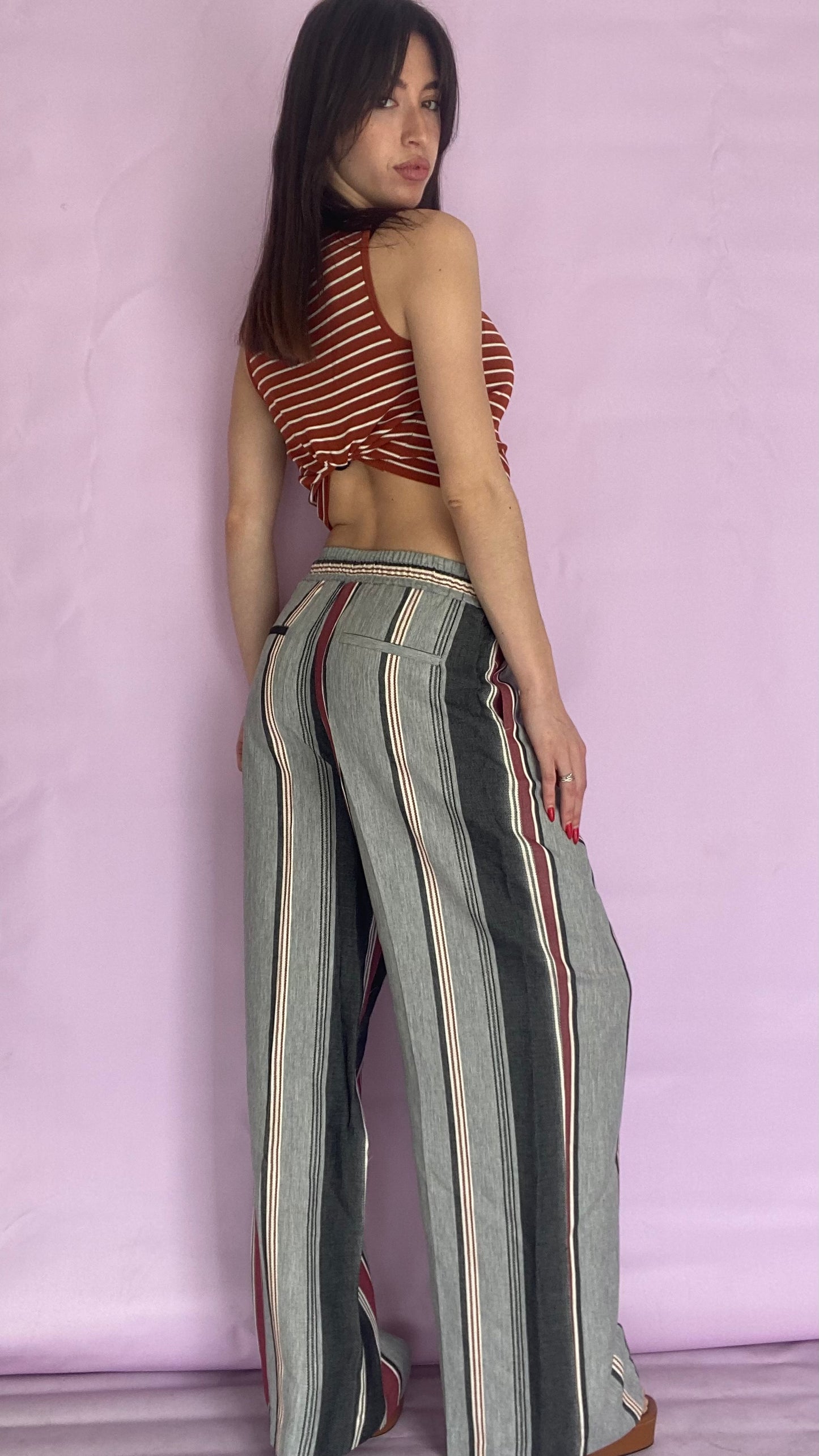 Rust Striped knitwear top