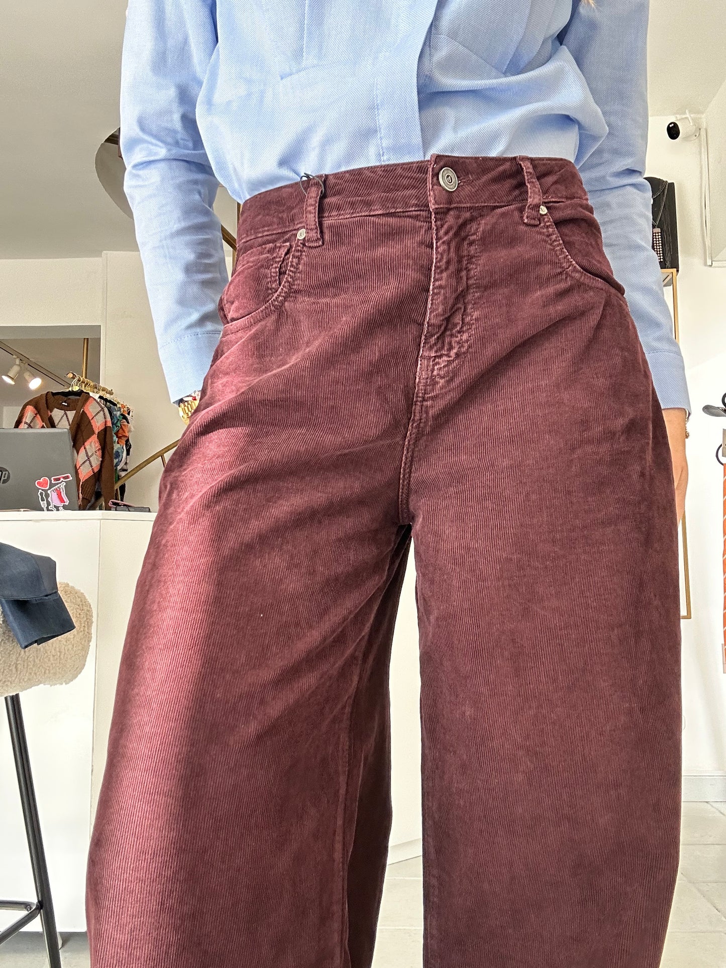 Burgundy high waist palazzo pants