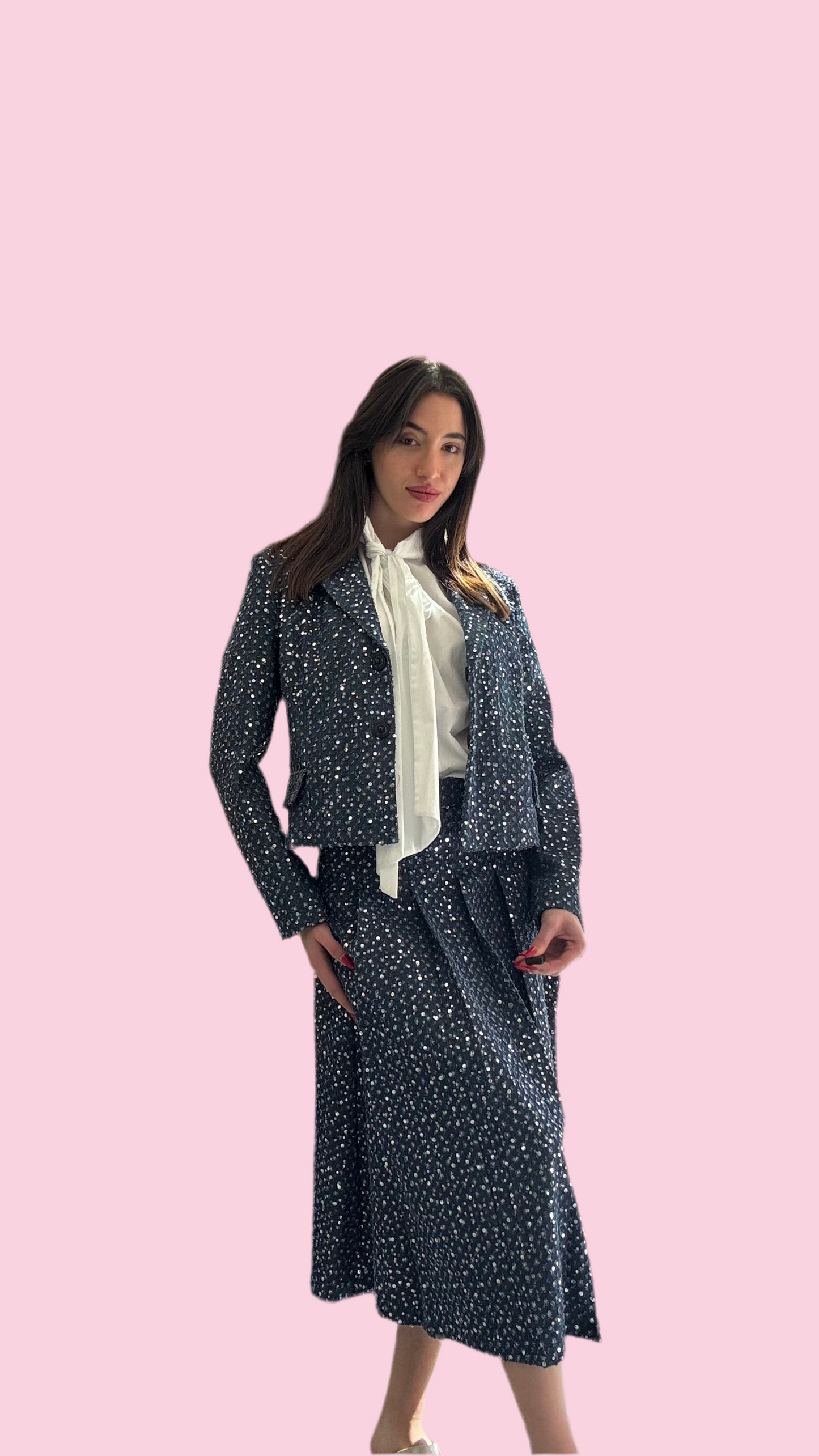Denim blazer with sequin