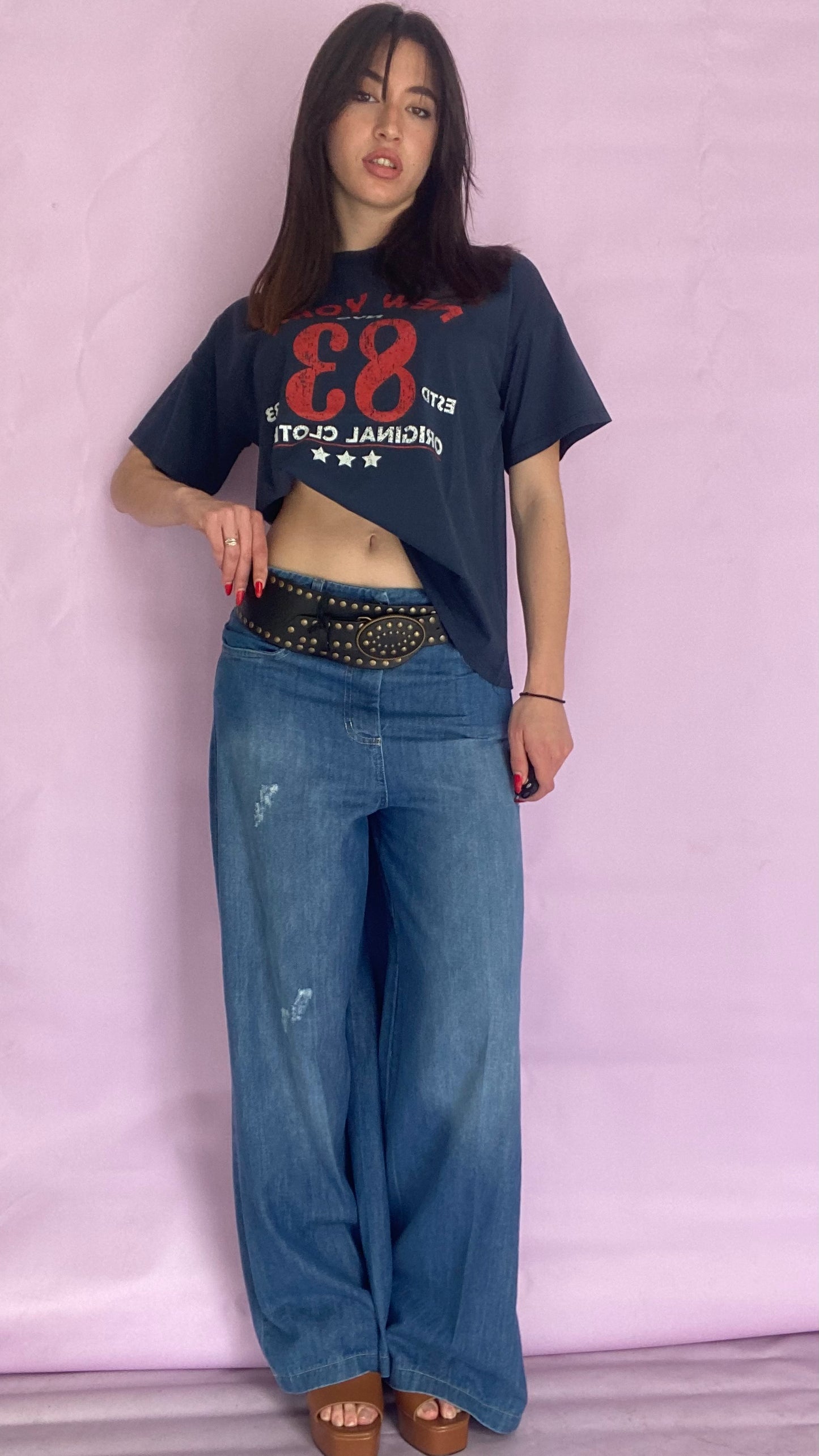 Blue t-shirt with label