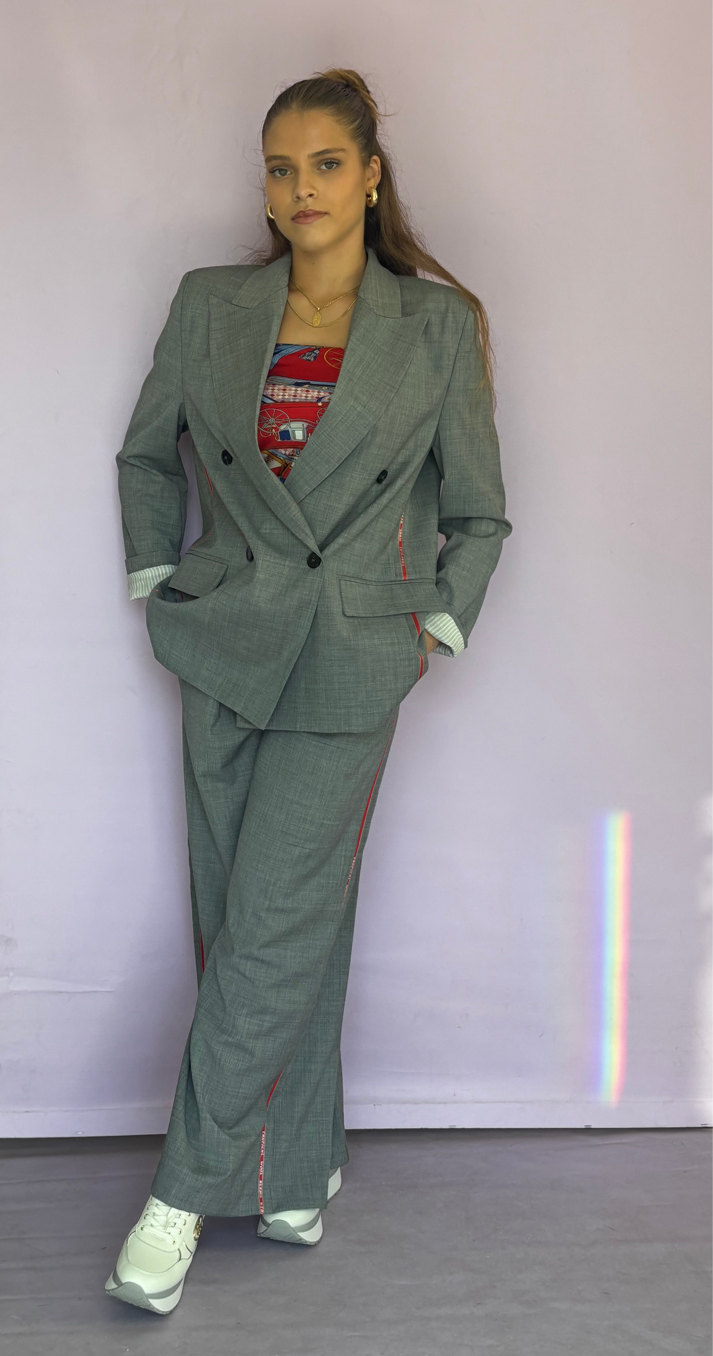 Wide leg gray pants