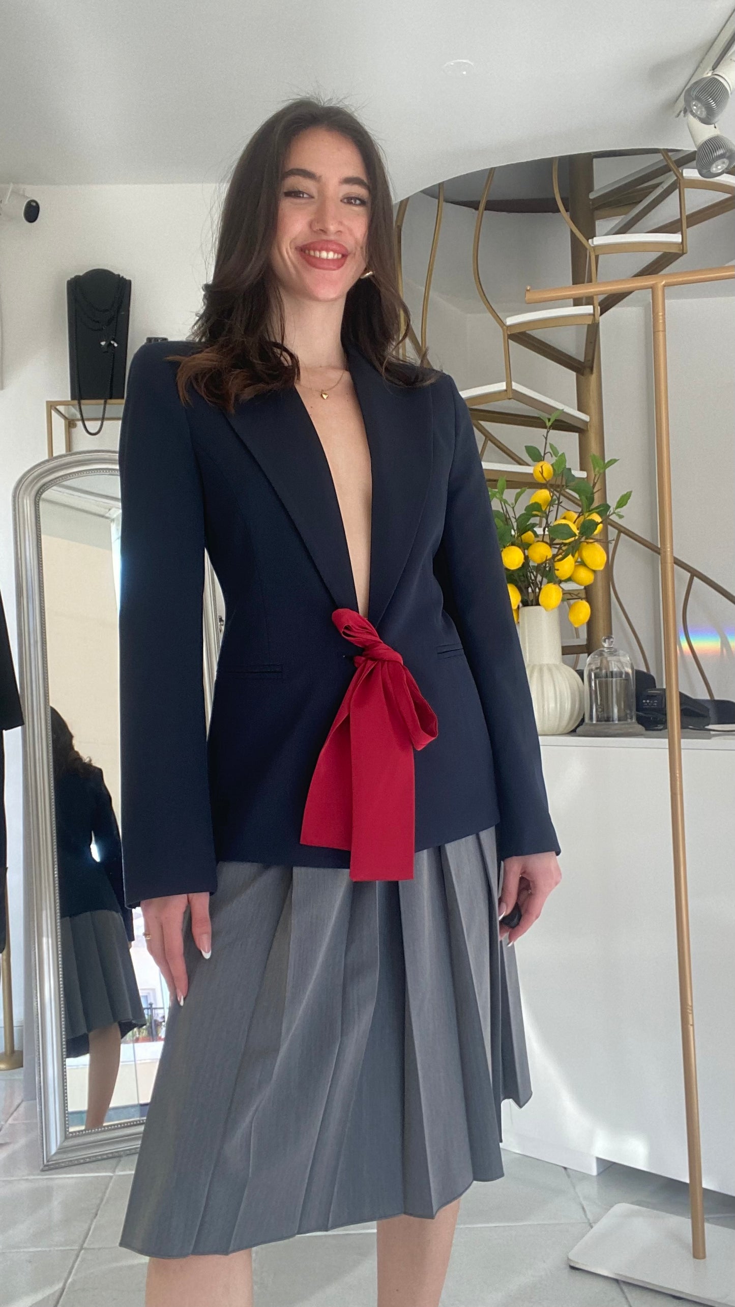 Blazer with red bow