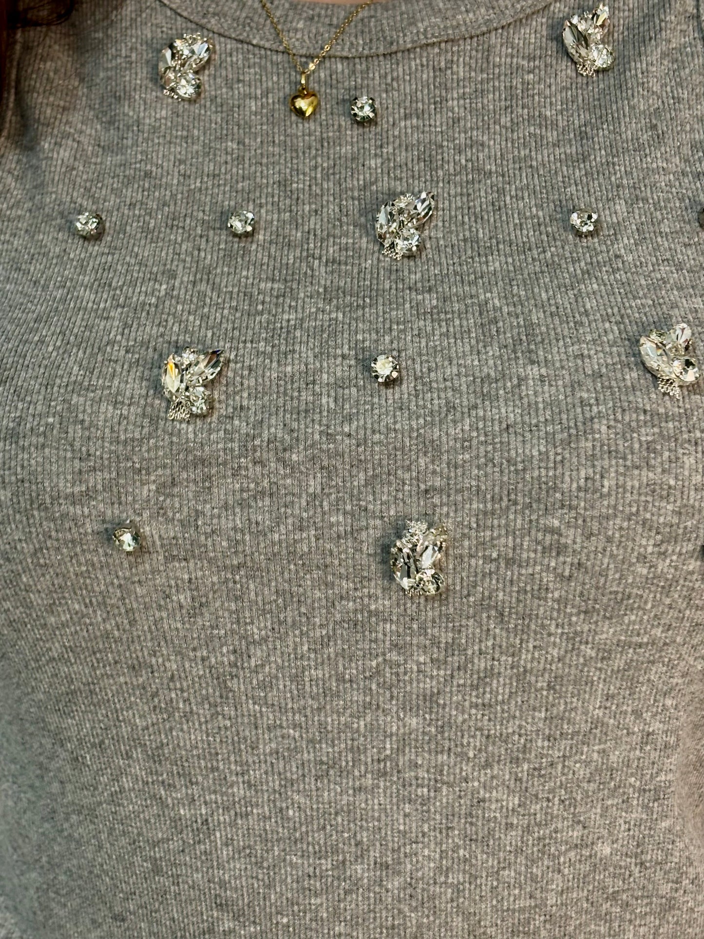 Sleeveless top with rhinestones