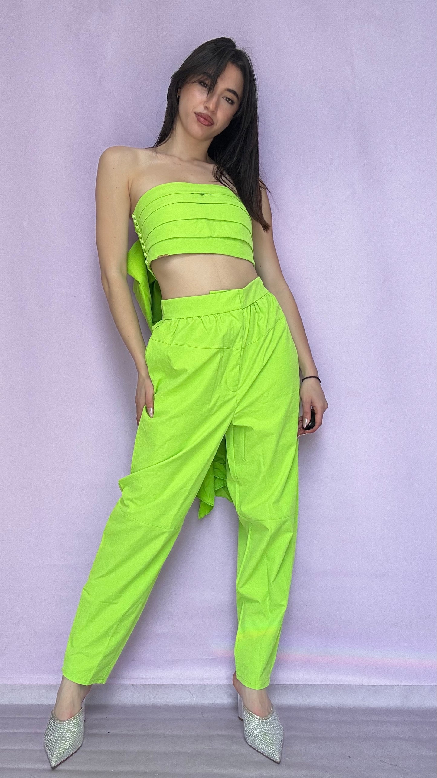 Lime slouchy tailored trouser
