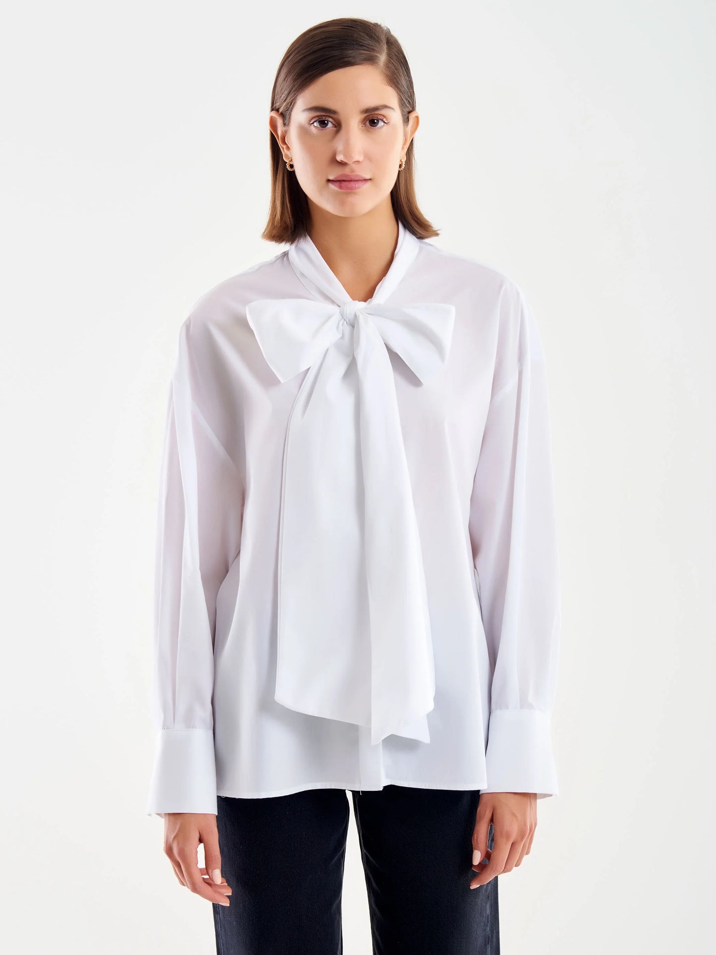 White shirt with bow