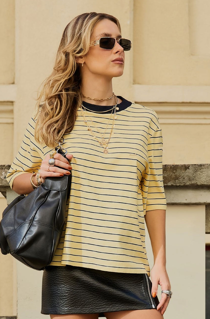 Butter yellow striped t-shirt