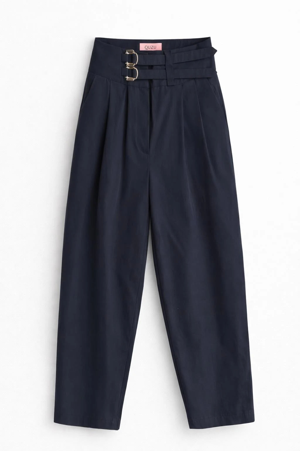 Beige high waisted trouser with buckles Baroc Boutique