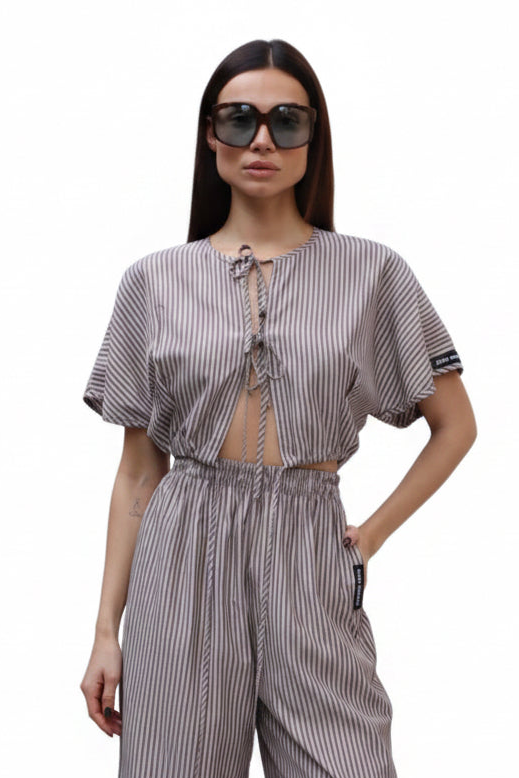 Brown striped long pants Baroc Boutique