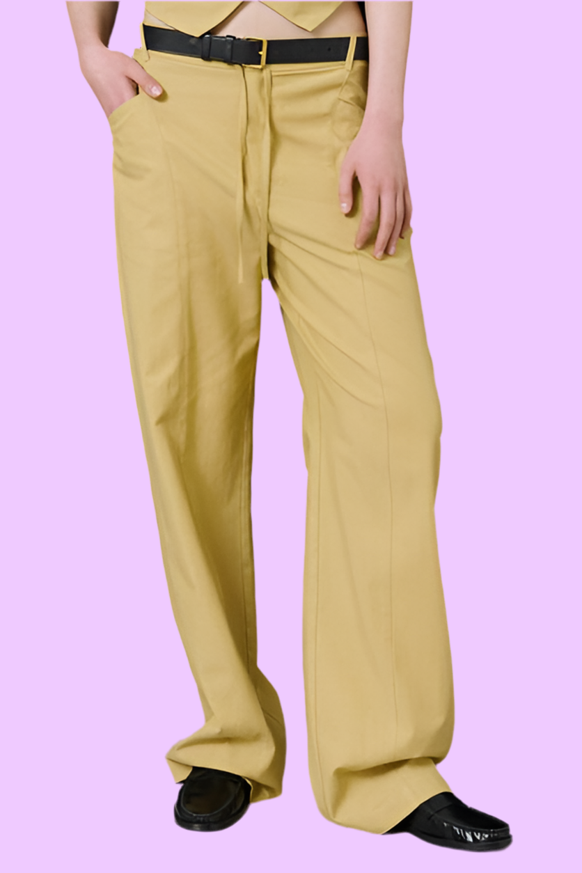 Butter yellow drawstring pants Baroc Boutique