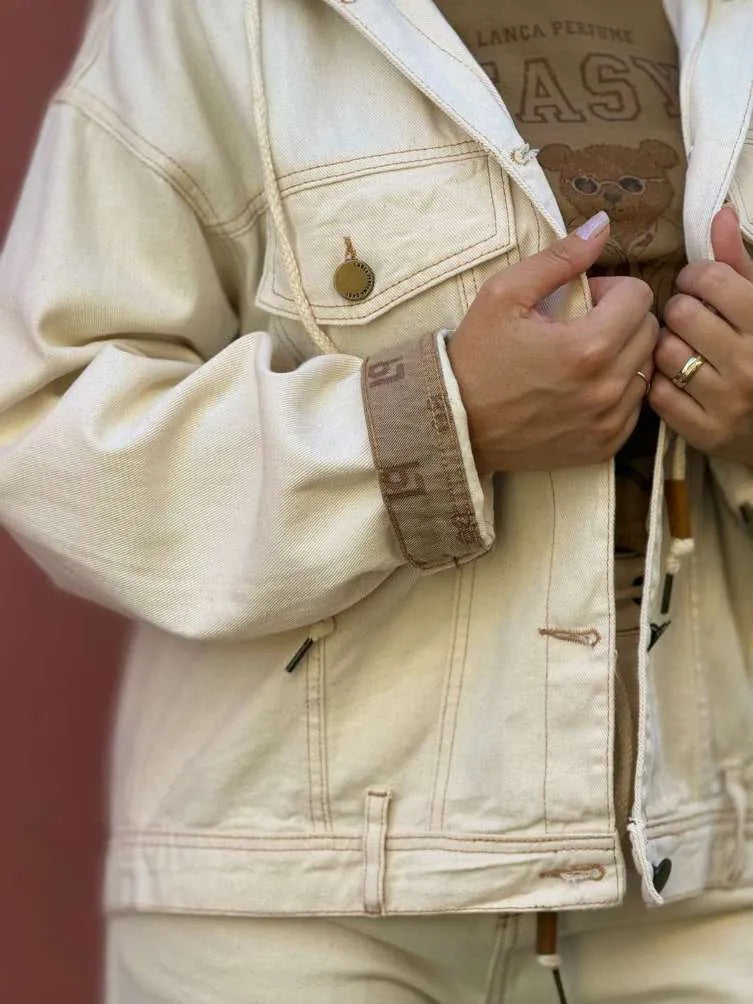 Cropped hoodie denim twill jacket Baroc Boutique