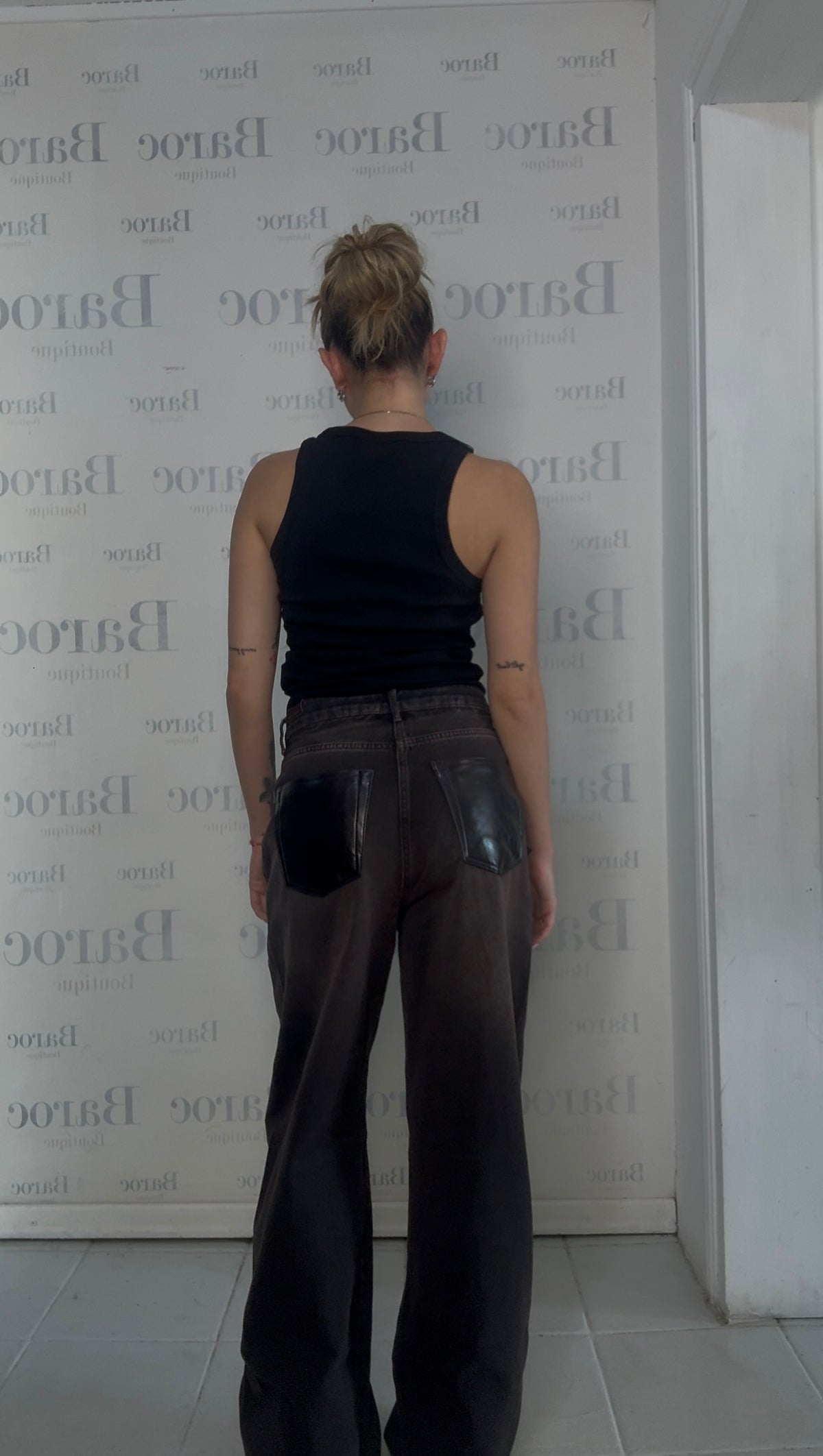 Dark washed mid-rise fit denim trouser Baroc Boutique