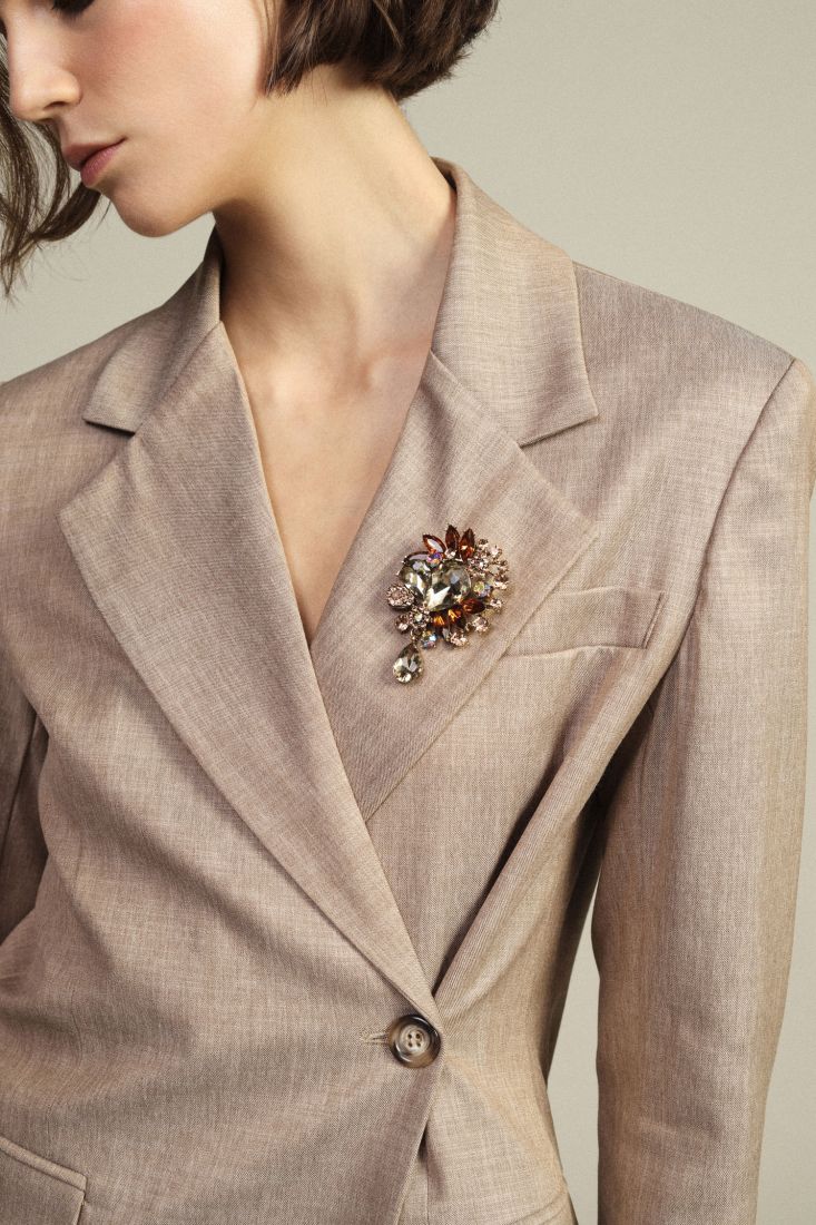 Decorative multiform brooch with drop rhinestones Baroc Boutique