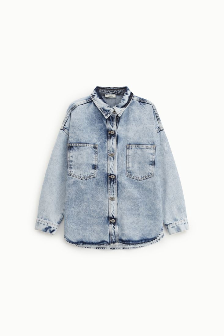 Denim shirt relaxed fit with front pockets Baroc Boutique