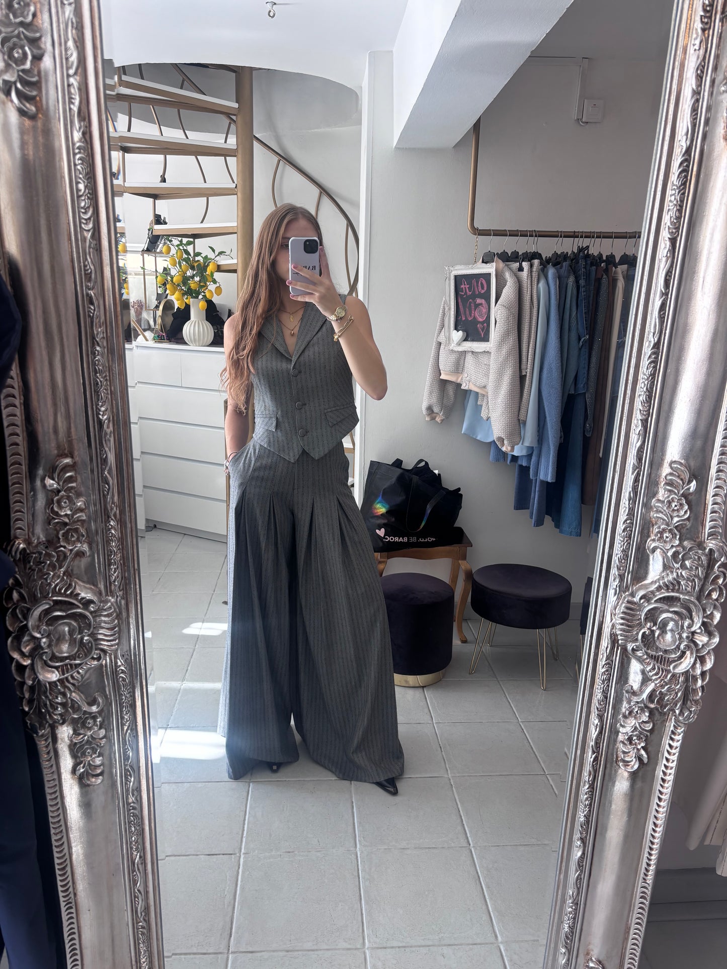 Grey striped blazer Baroc Boutique