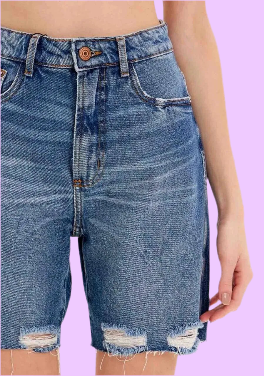 Jean Bermuda ripped on the hem Baroc Boutique