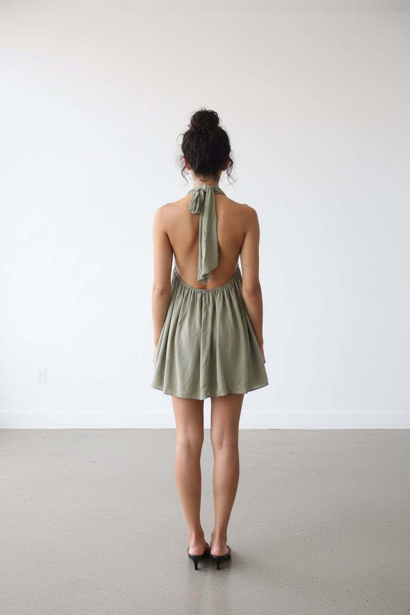 Khaki Sheer sleeveless blouse Baroc Boutique