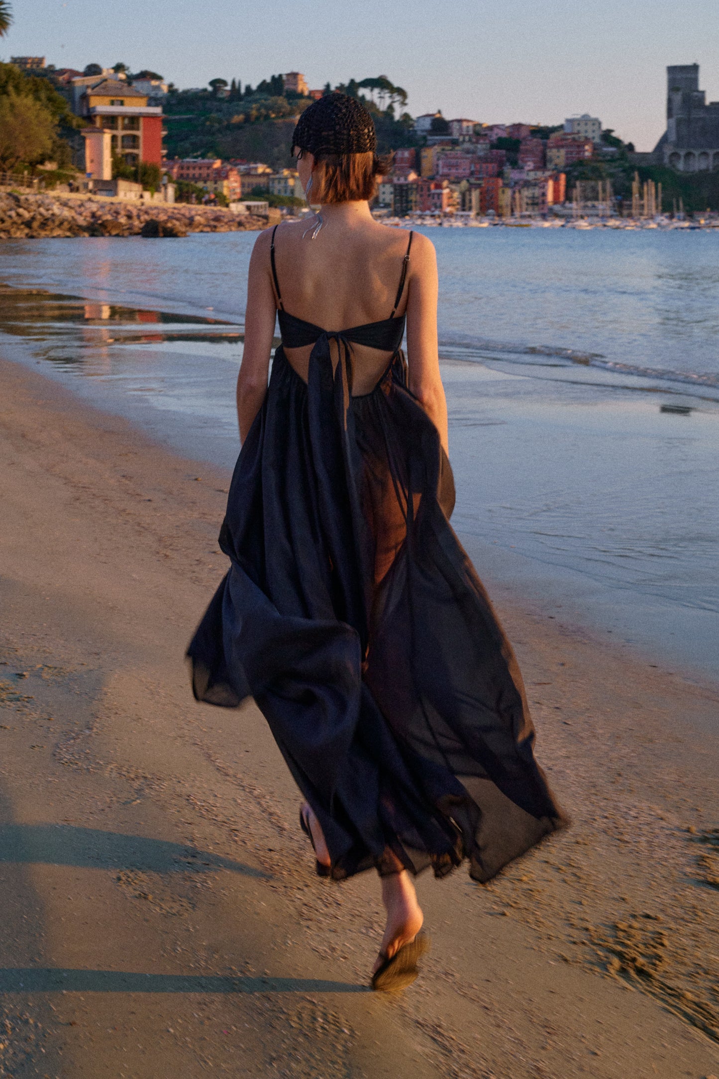 Long lyocell blend dress with spaghetti straps Baroc Boutique
