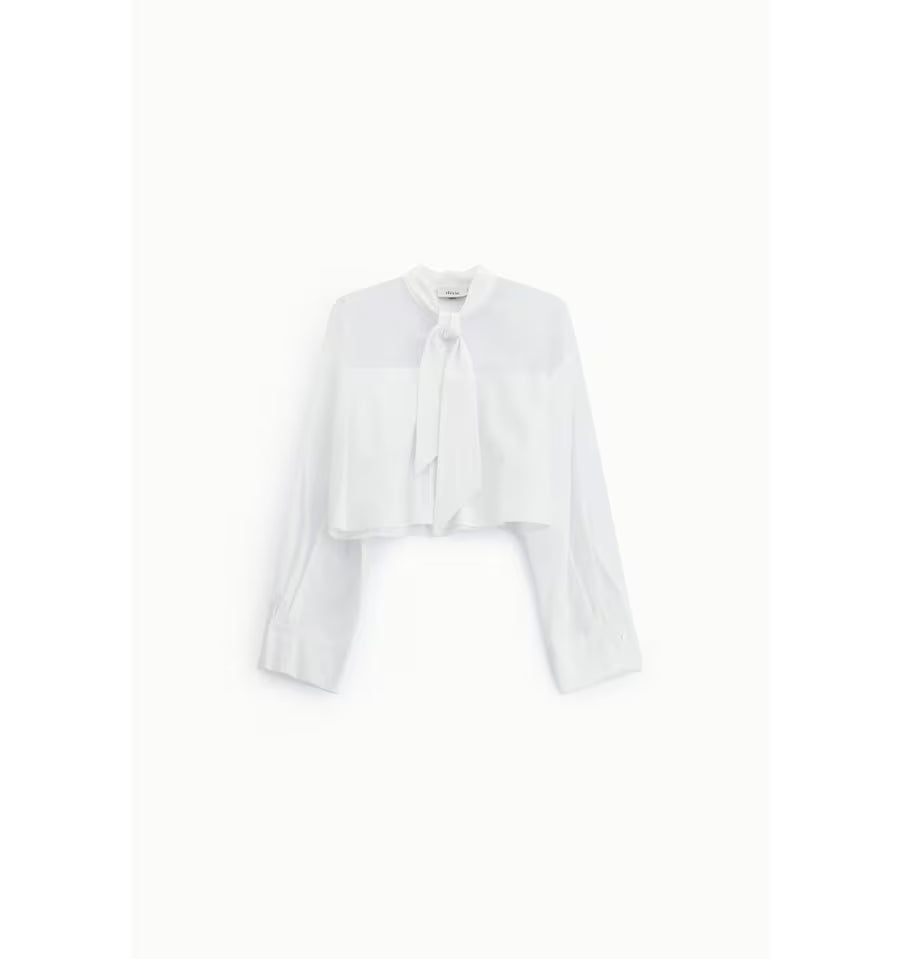 Long sleeve crop shirt with bow Baroc Boutique