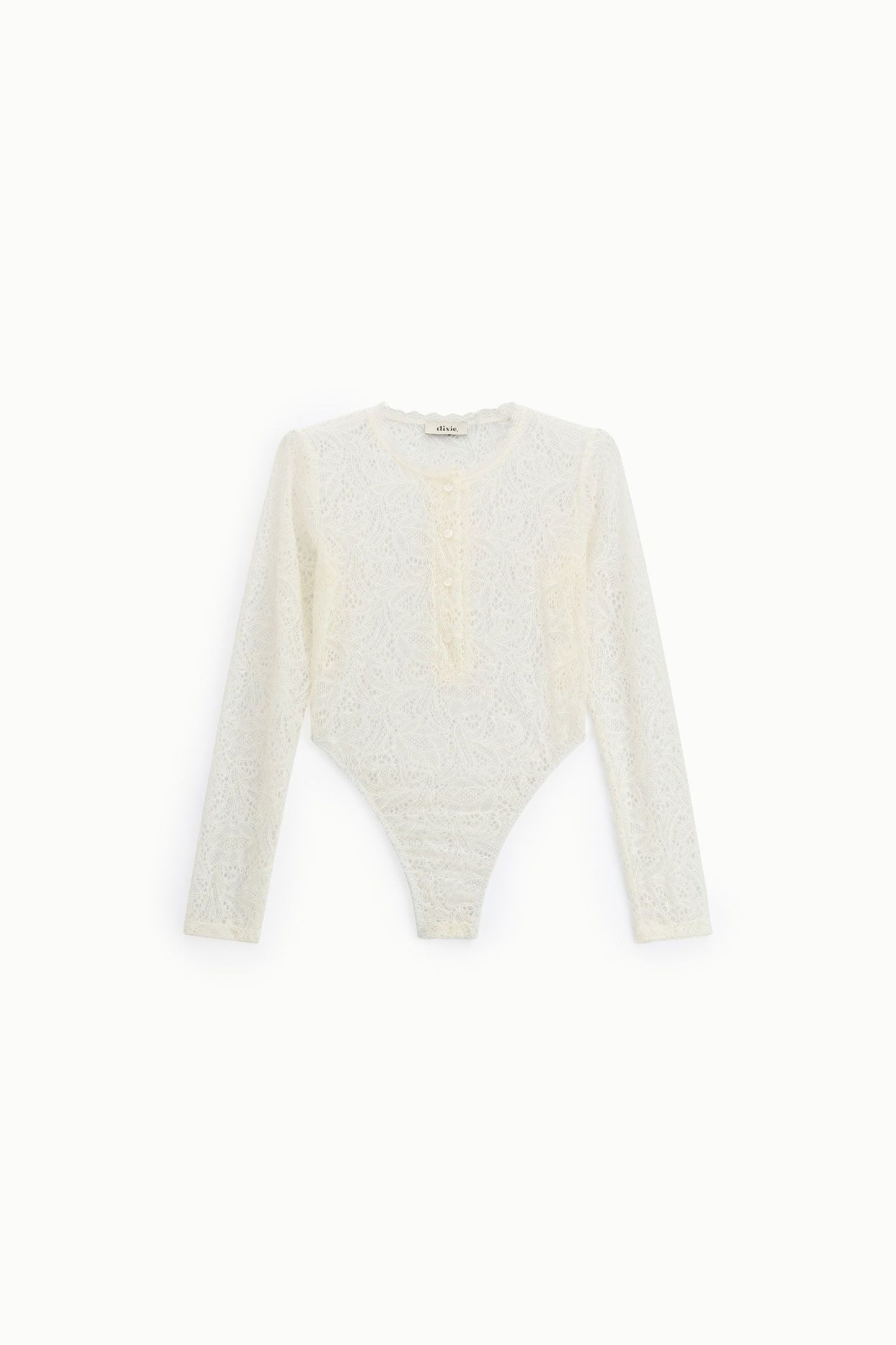 Long sleeve lace body suit with buttons Baroc Boutique