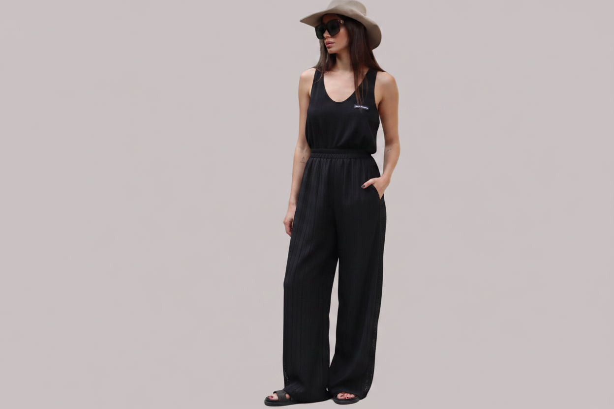 Loose fit pants with net on the sides Baroc Boutique