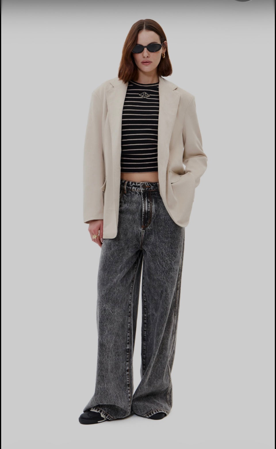 Loose fit washed grey denim pants Baroc Boutique