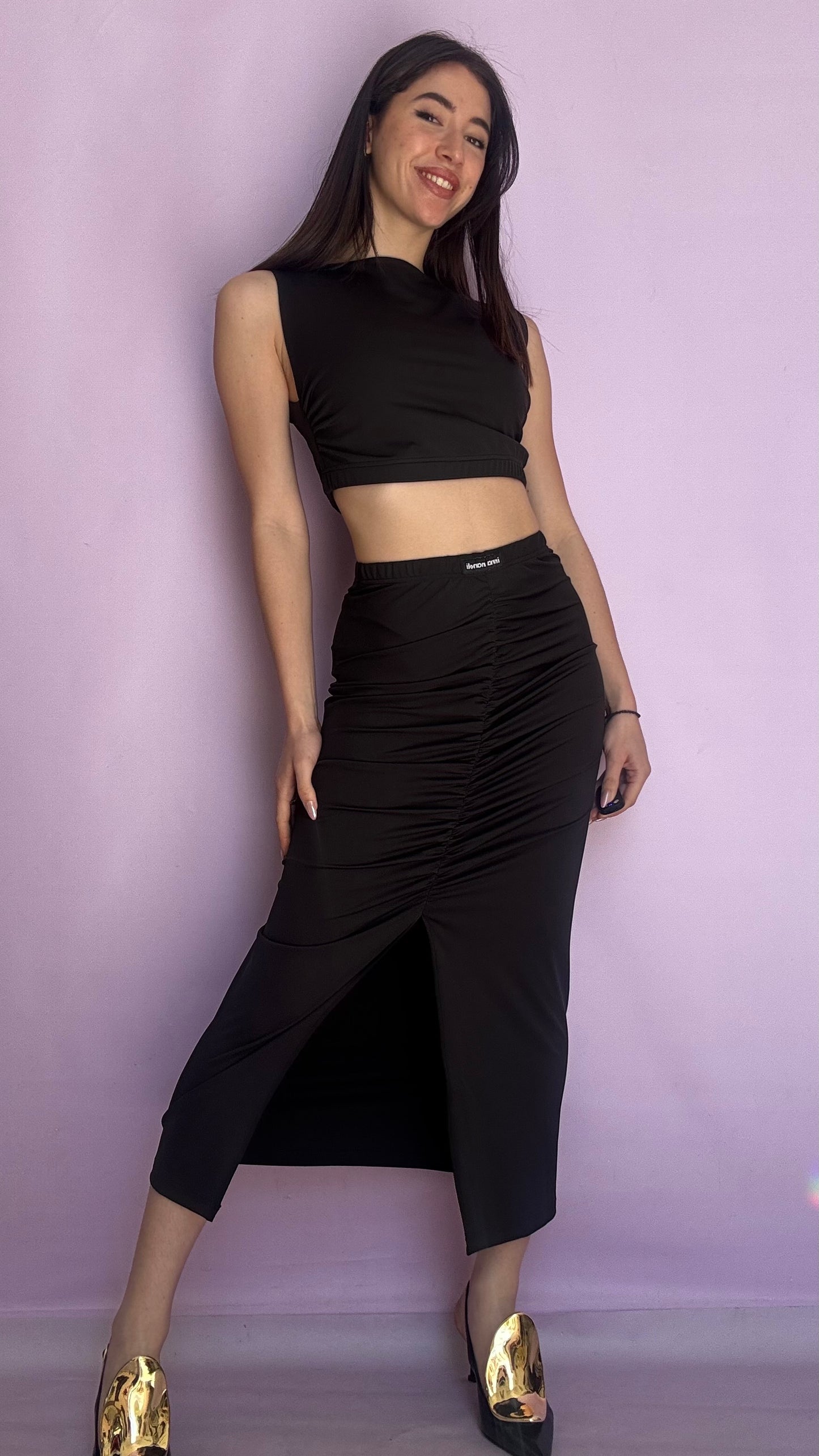 lycra slim line skirt with gathering Baroc Boutique