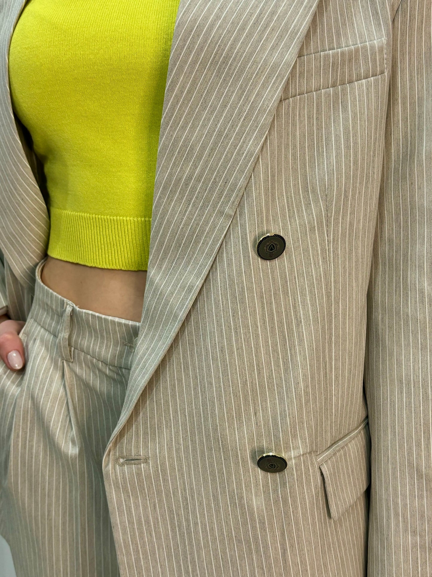 Beige pin stripe blazer Baroc Boutique MEDIUM